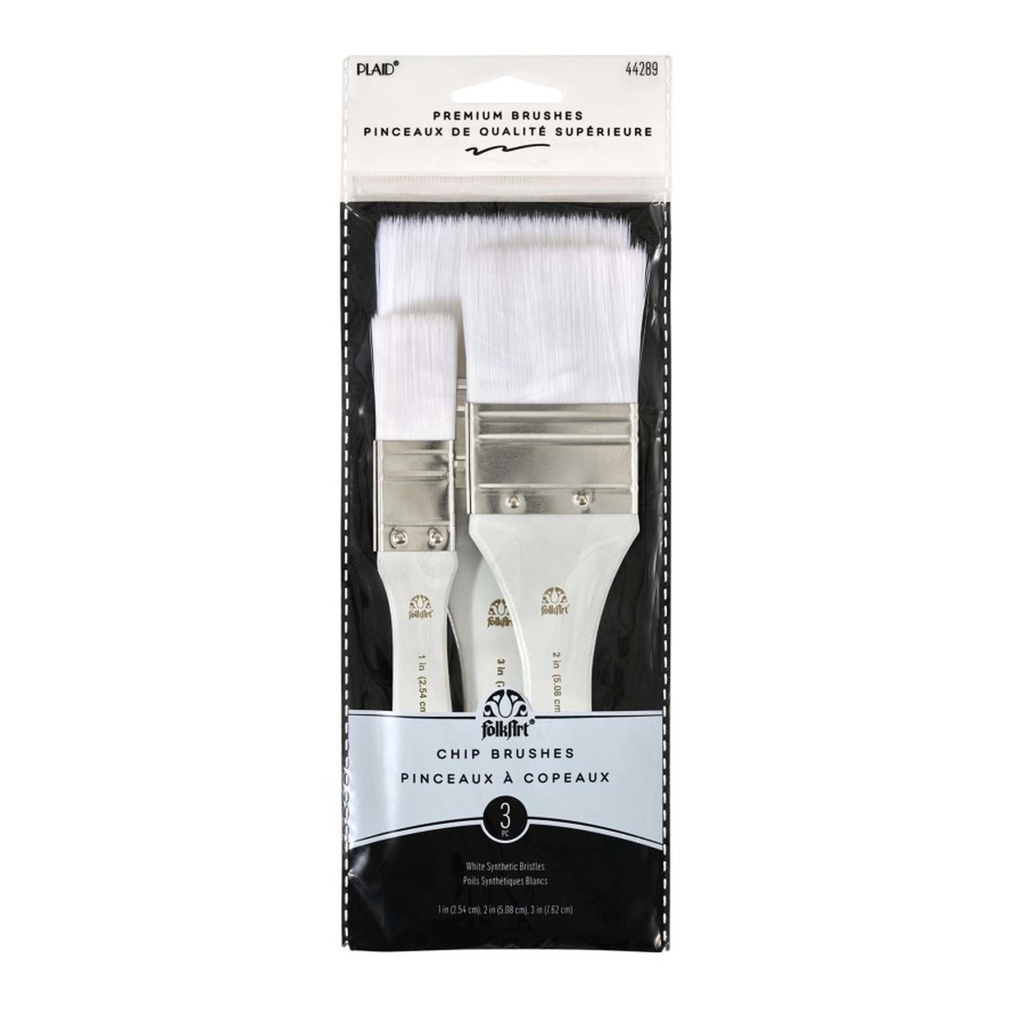 White Nylon Chip Brush Set, 3 Pieces
