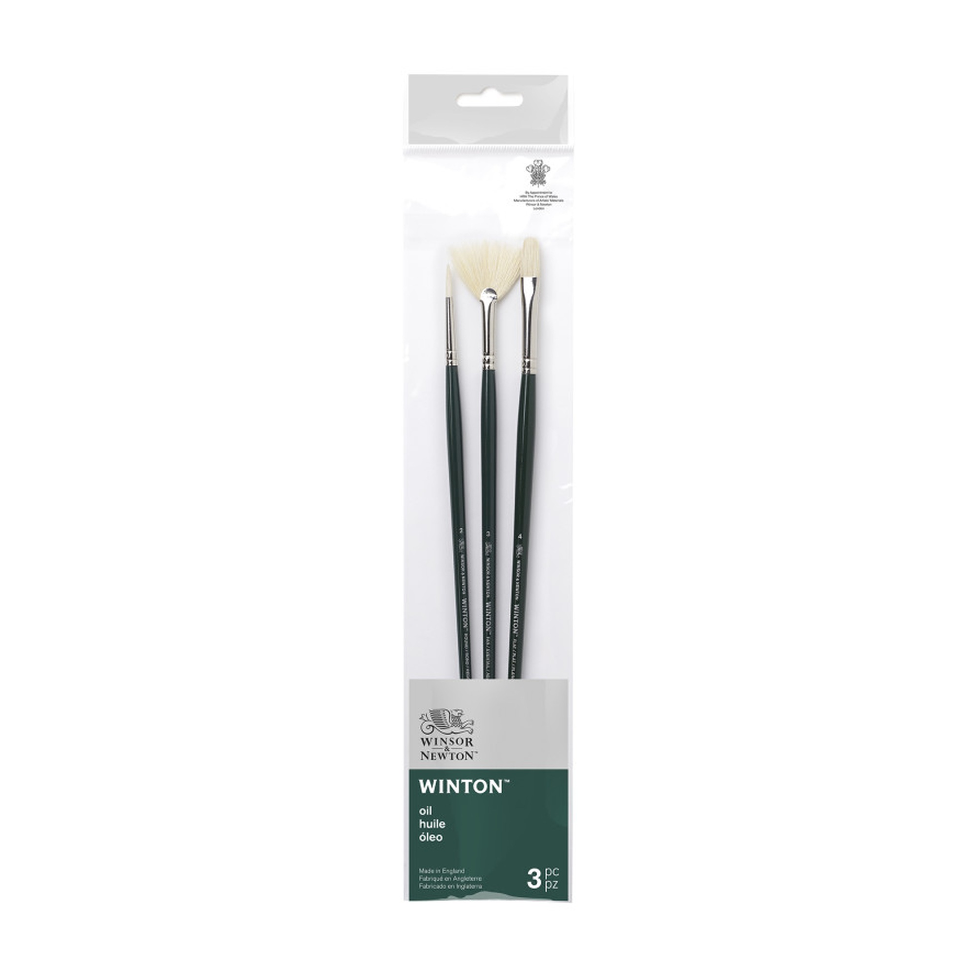Long Handle Oil Paint Brush Set, 3 Pieces