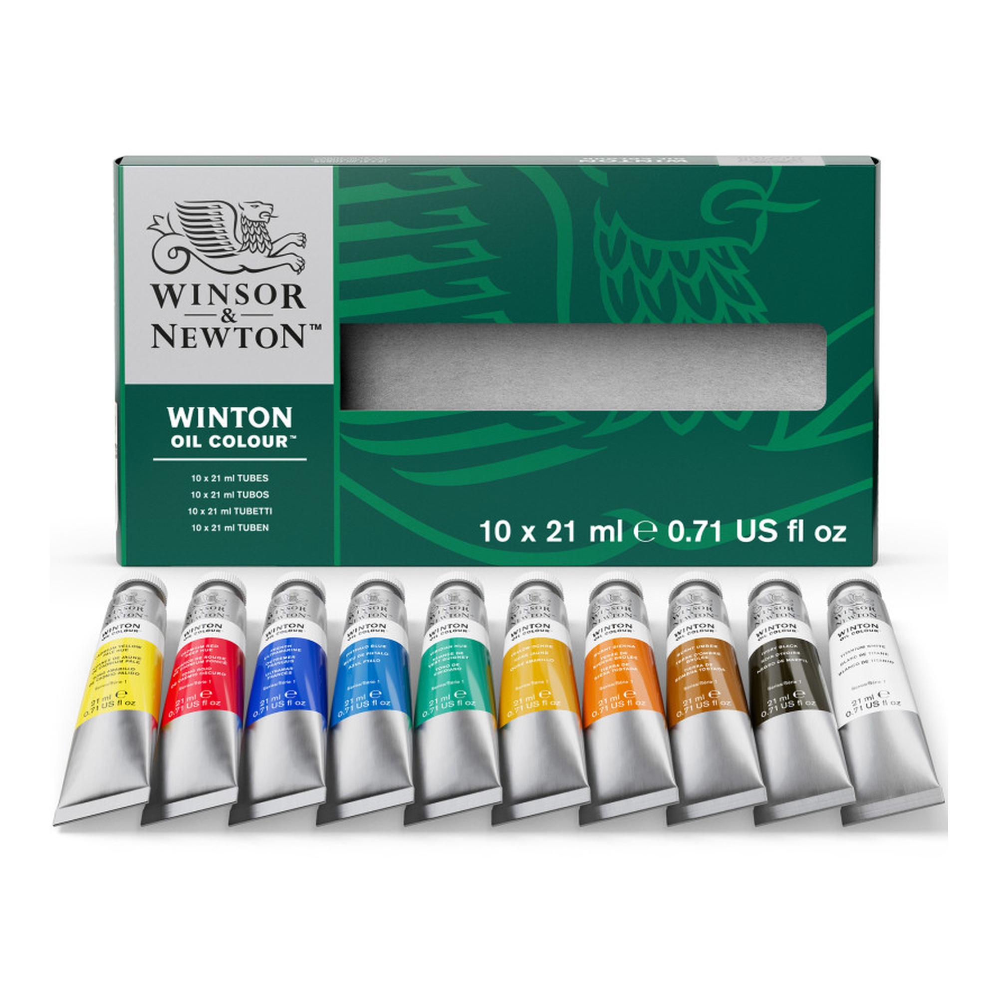 Oil Color Paint Basic Set, 10 Assorted Colors, 21 mL Tubes