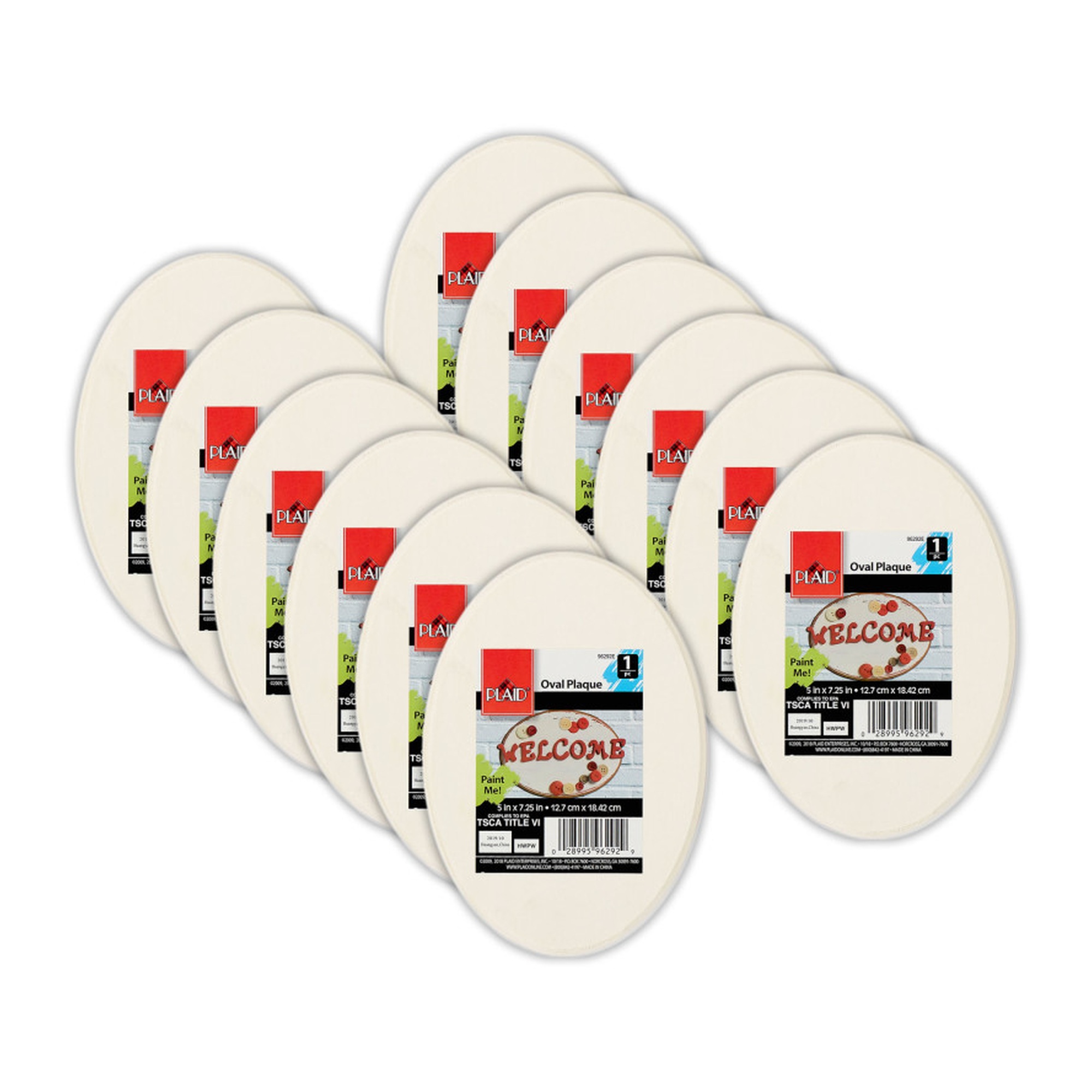 Oval Plywood Craft Plaques, 7.25 x 5 in., Pack of 12