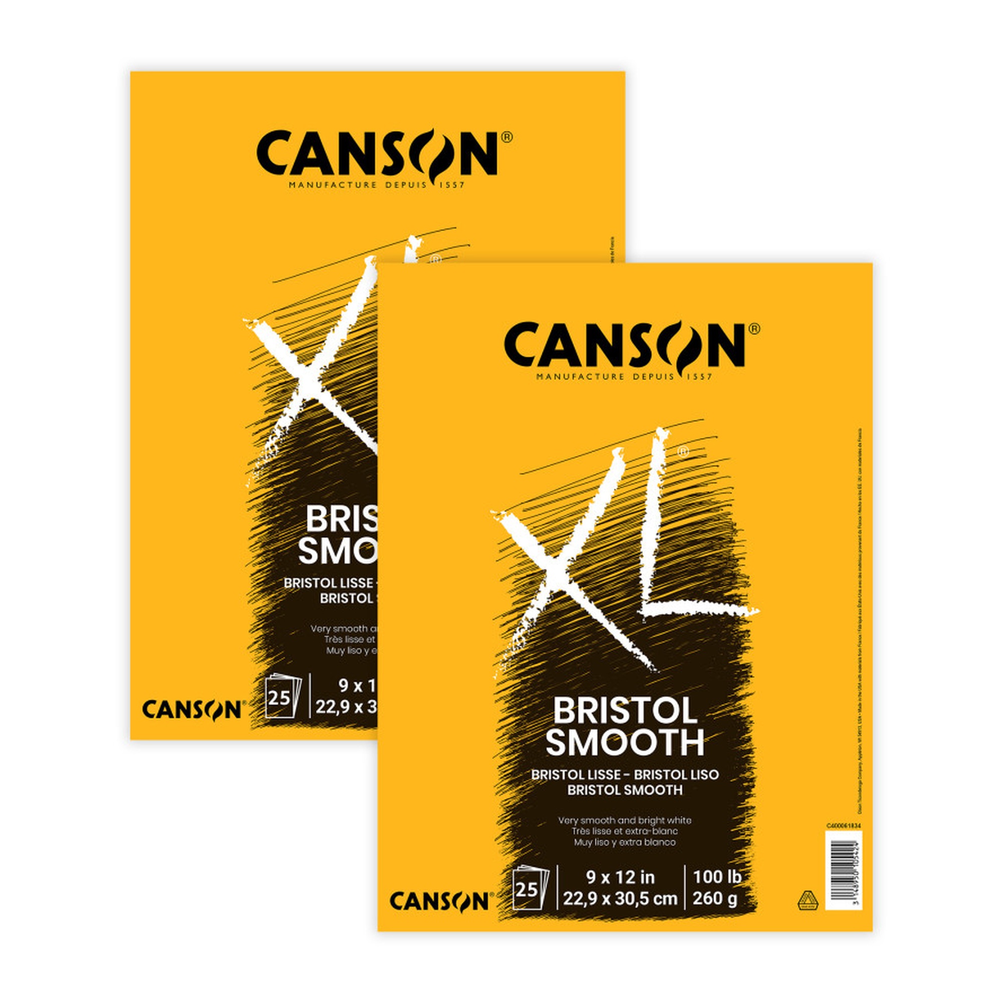 XL Smooth Bristol Paper Pad, 9 x 12 Inches, 25 Sheets, 2-Pack