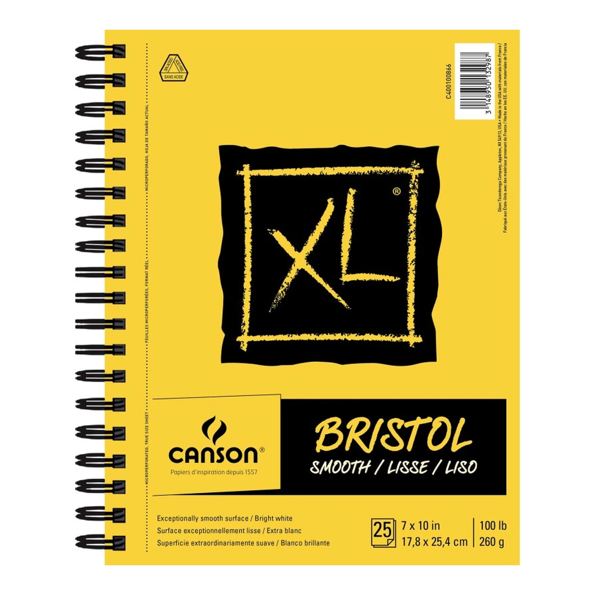 Smooth Bristol Paper Pad, Side Wire Bound, 25 Sheets, 7 x 10 Inches
