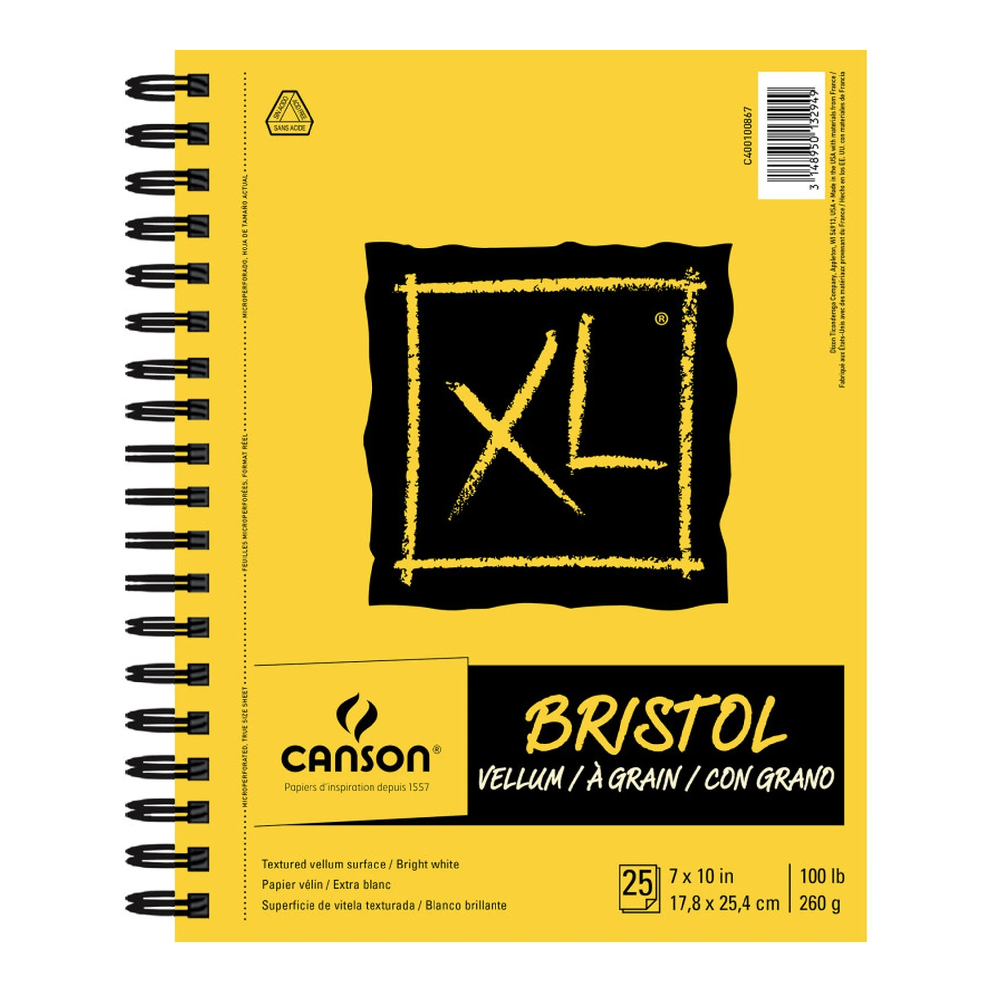 Bristol Vellum Wirebound Pad, 25 Sheets, 7 x 10 Inches