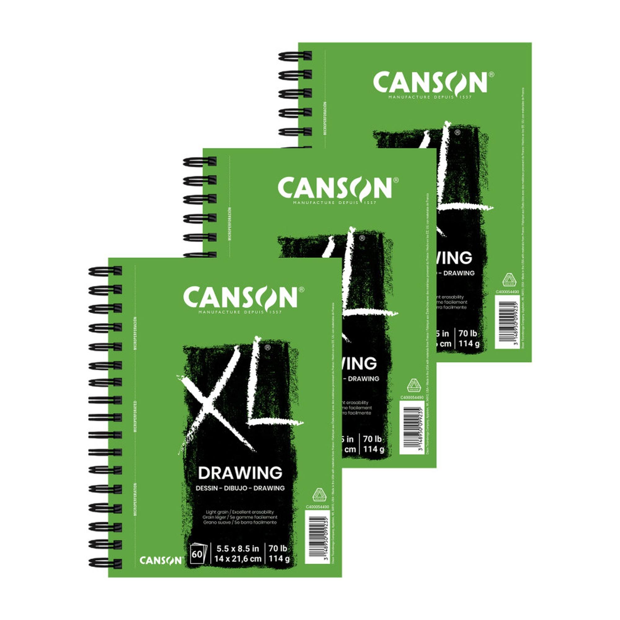 XL Series Side Wire Drawing Pad, 5.5 x 8.5 in., 60 Sheets, Pack of 3