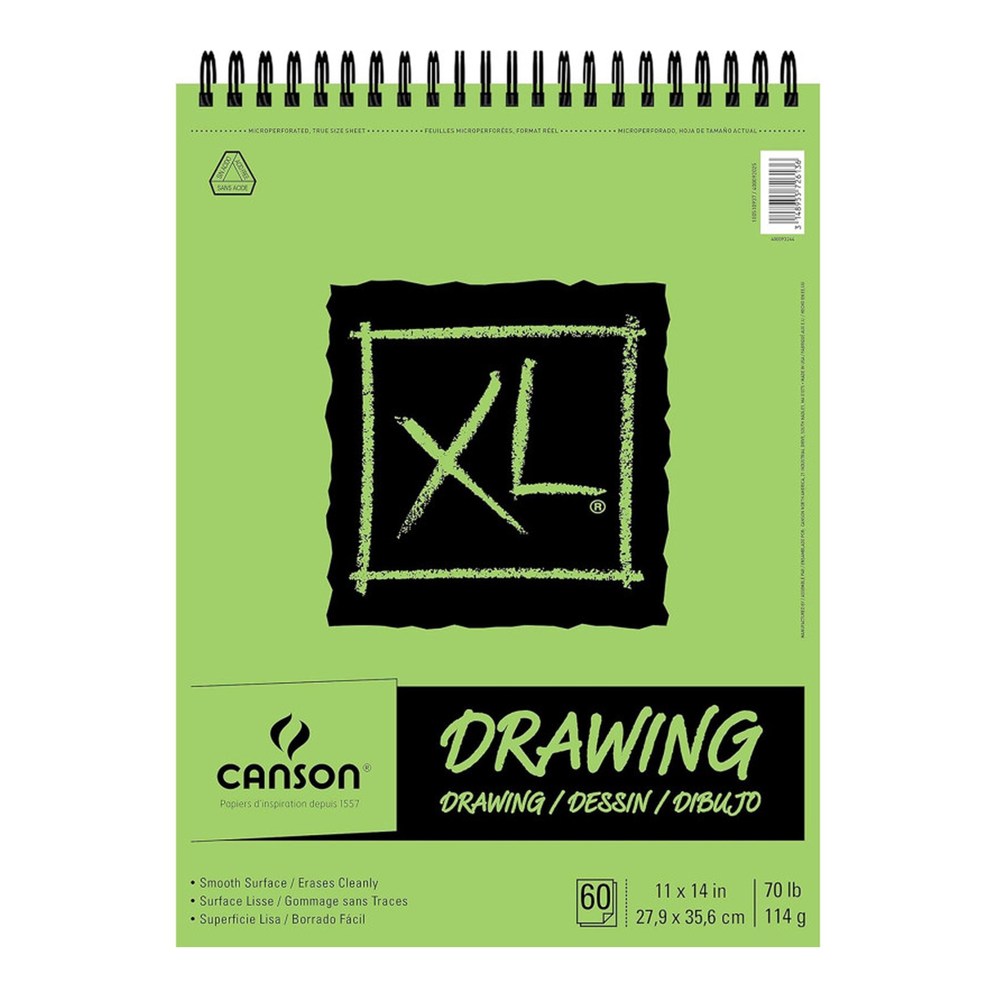 XL Series Top-Wire Drawing Pad, 11 x 14 in., 60 Sheets