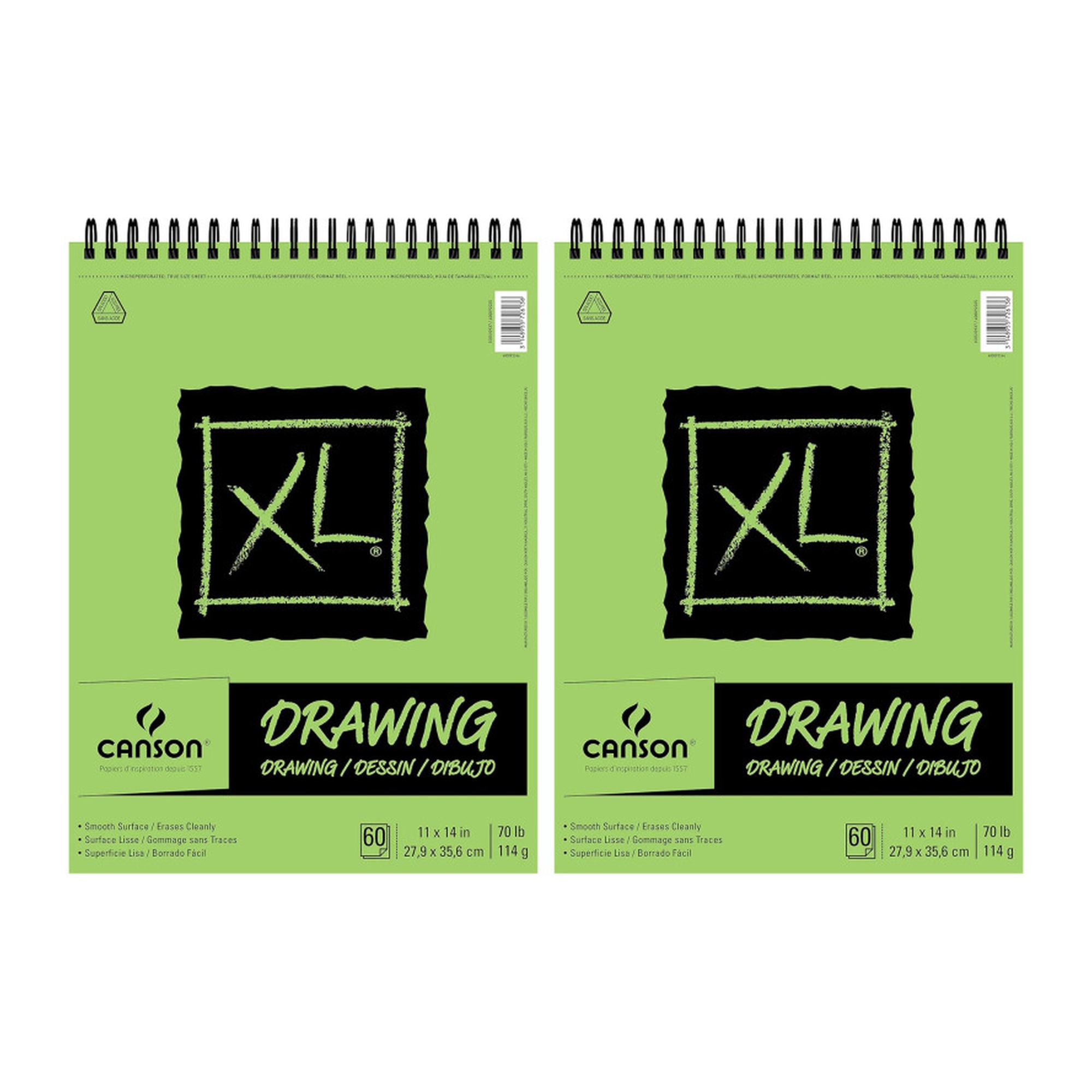 XL Top-Wire Drawing Pads, 60 Sheets, 11 x 14 in., Pack of 2