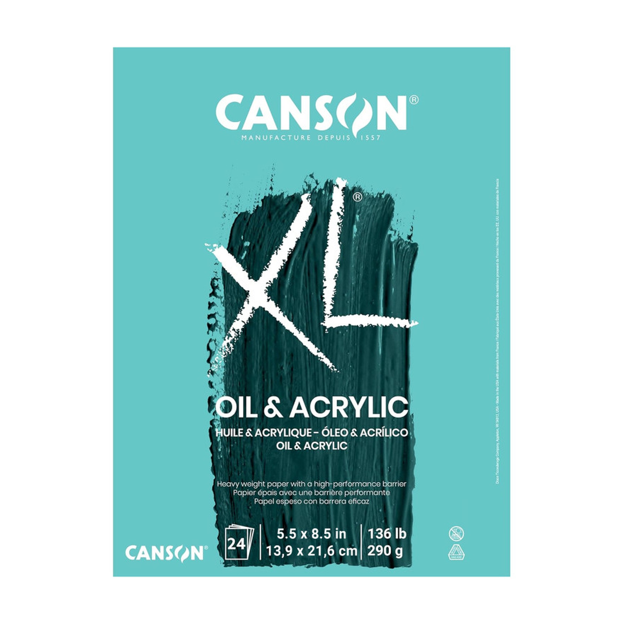 Oil & Acrylic Paper Pad with Foldover Binding, 24 Sheets, 5.5 x 8.5 in.