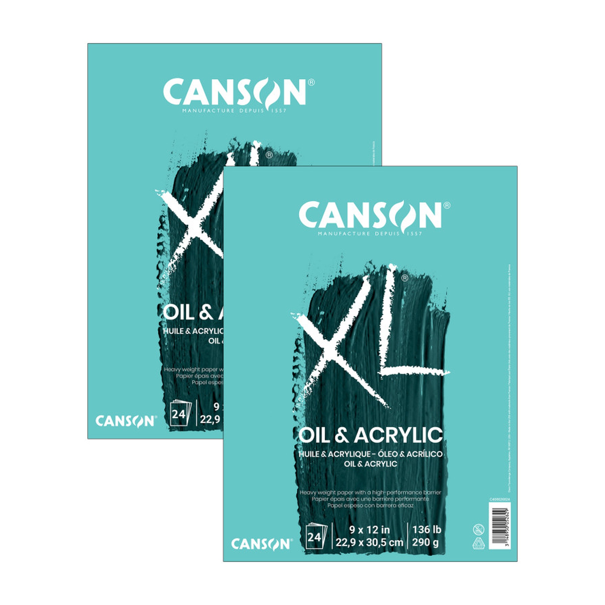 Oil & Acrylic Paper Pad, 9 x 12 in., 24 Sheets, 2-Pack