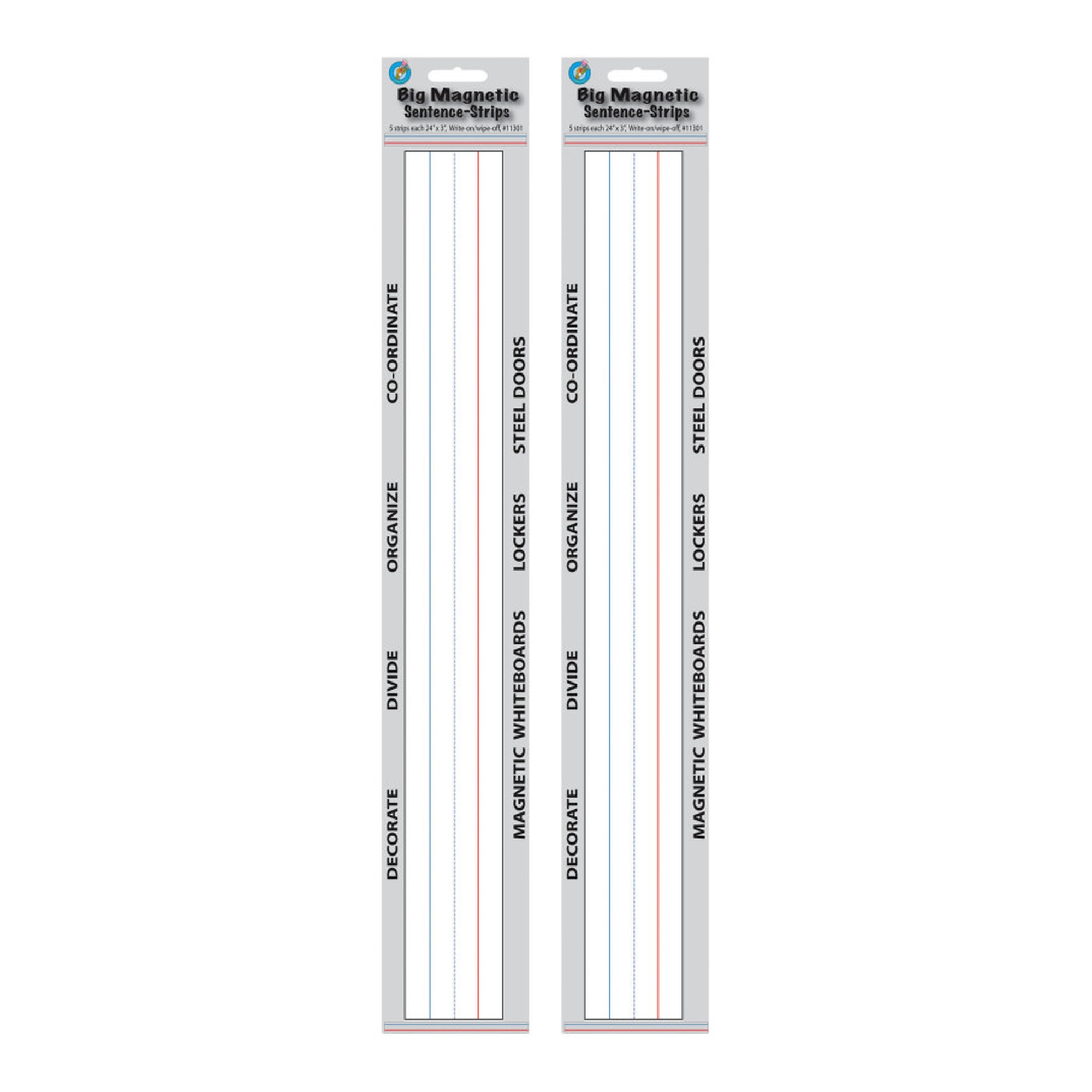 Magnetic Sentence Strips, 3 x 24 Inches, White, 10 Strips