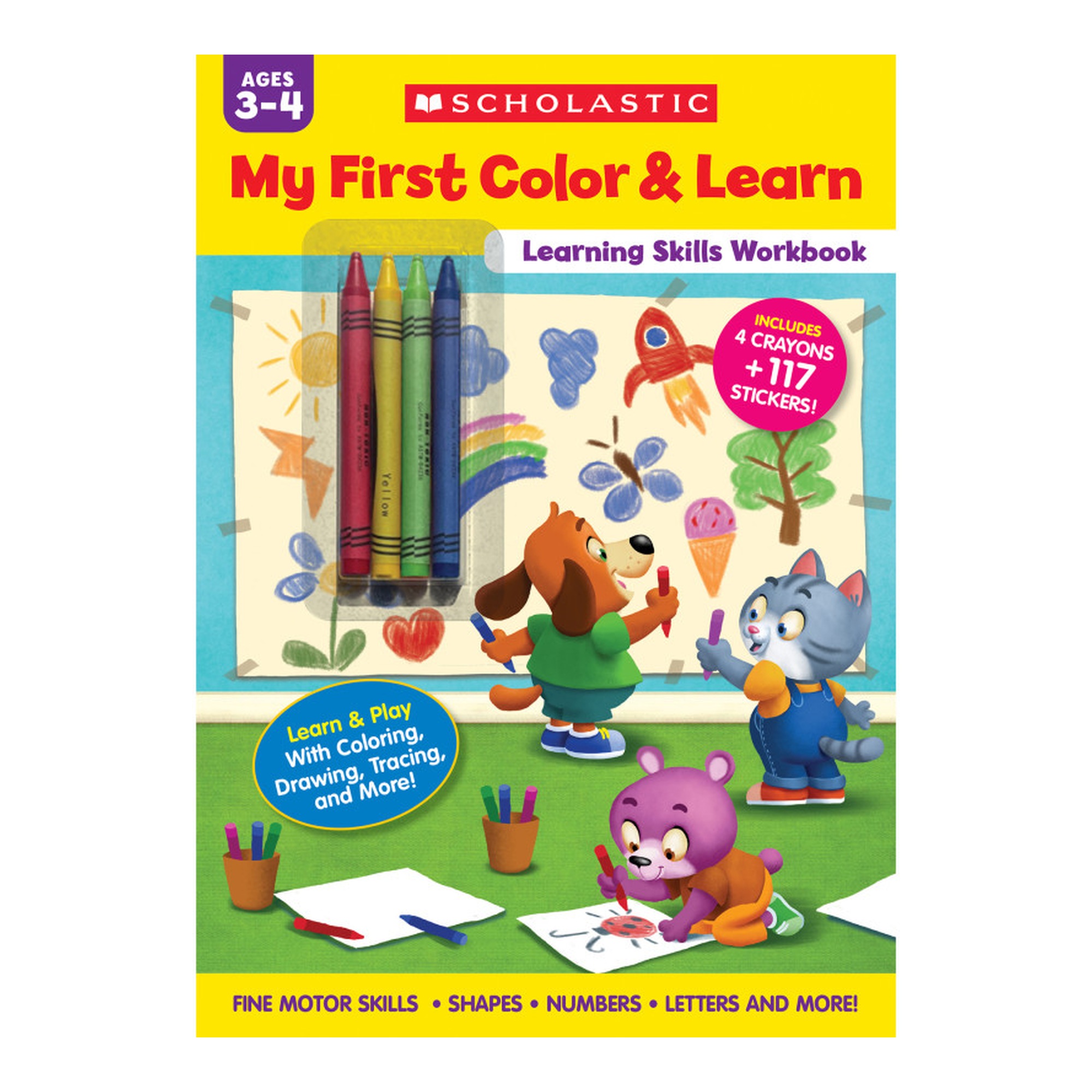 Early Learning Skills Activity Workbook with Stickers and Crayons