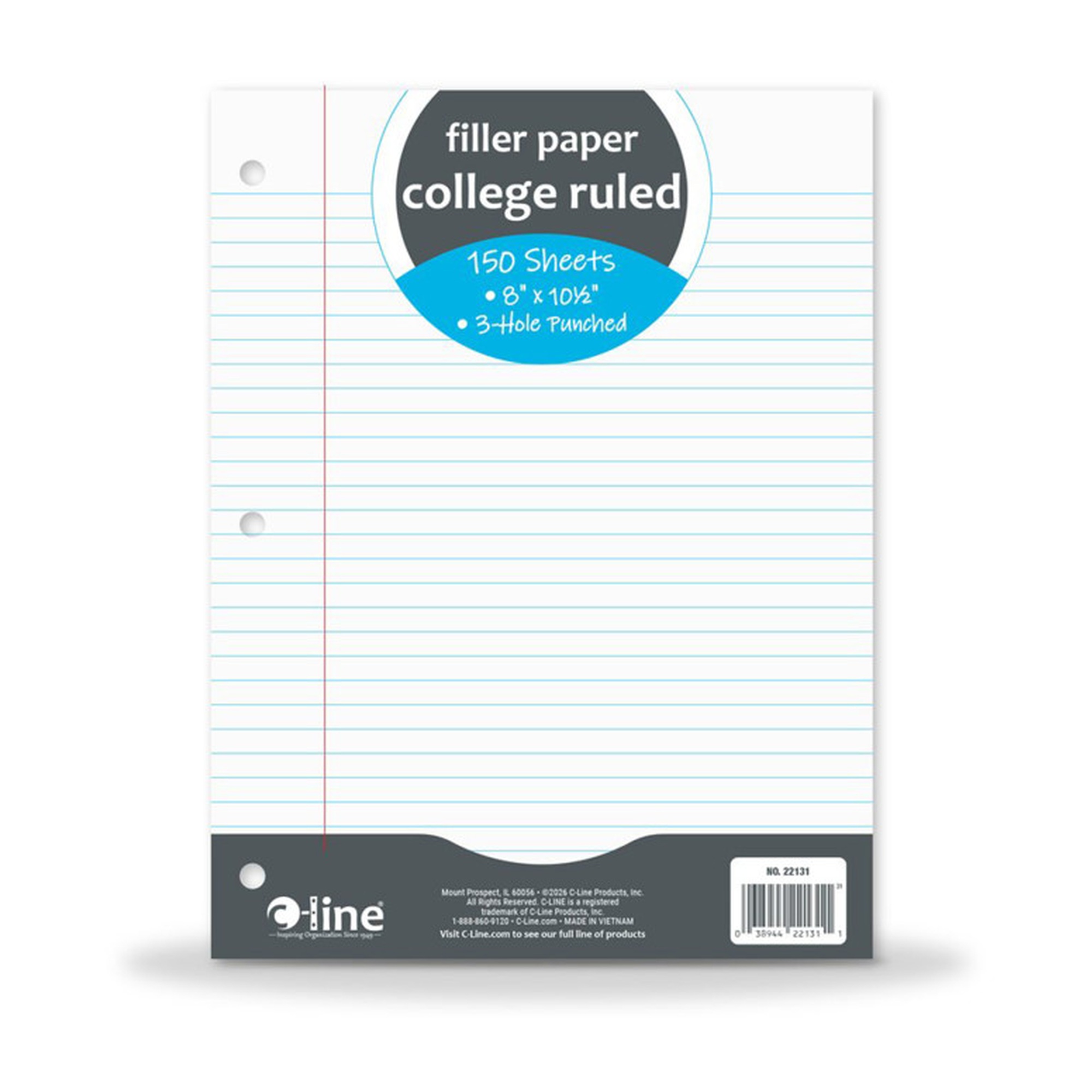 College-Ruled White Filler Paper, 150 Sheets