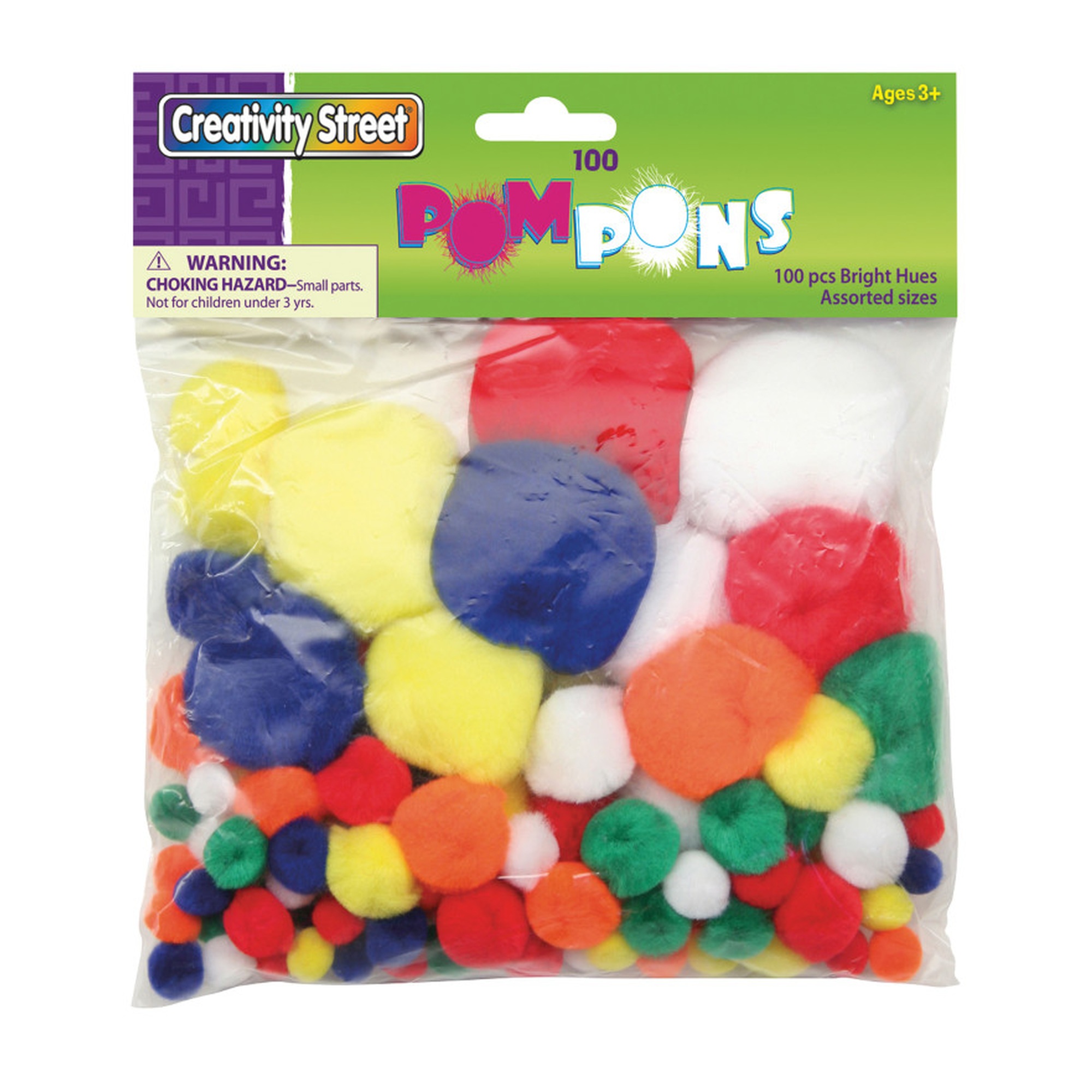 Bright Hues Assorted Craft Poms, 100 Pack