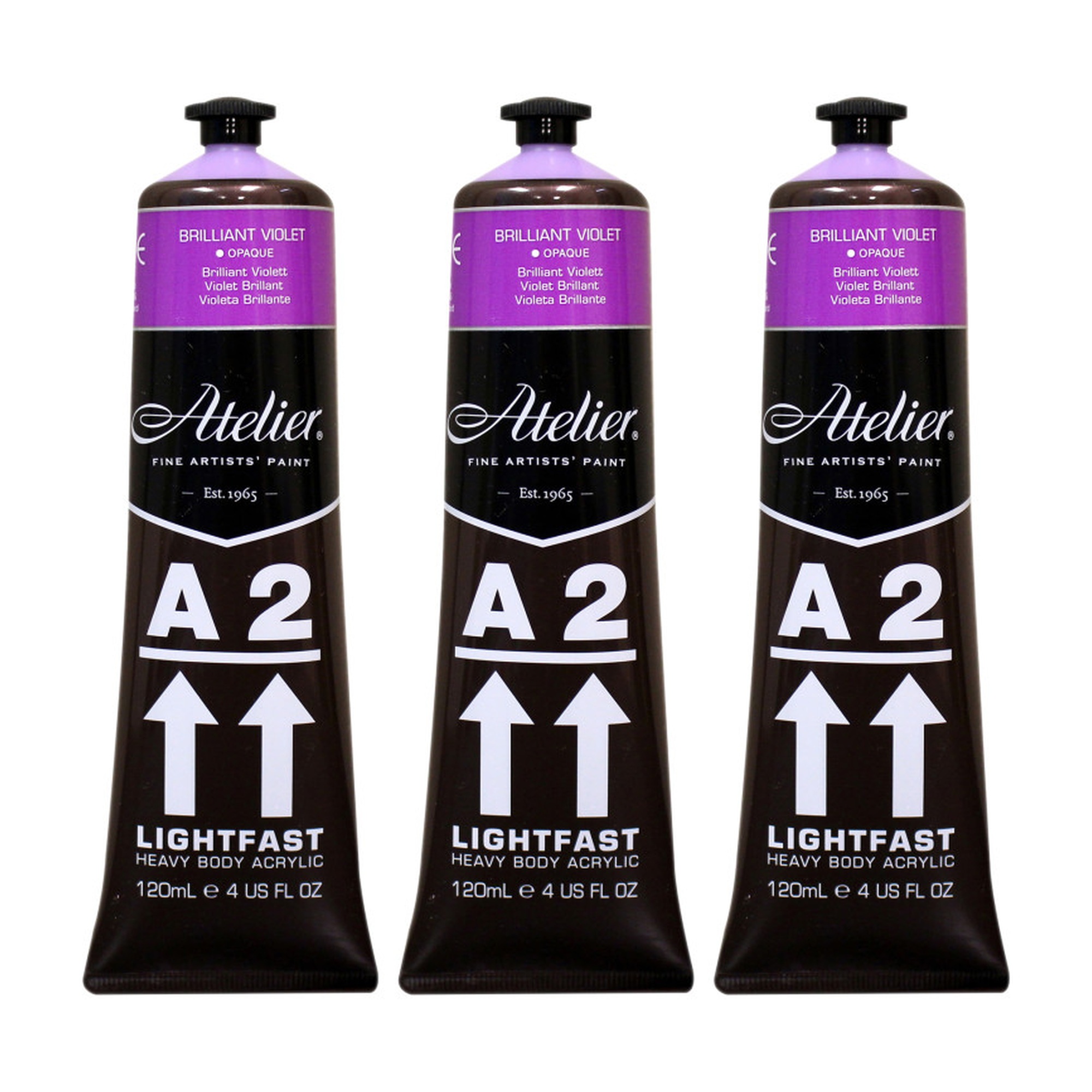 Heavy Body Lightfast Artist Acrylic Paint, Brilliant Violet, 4 oz., Pack of 3