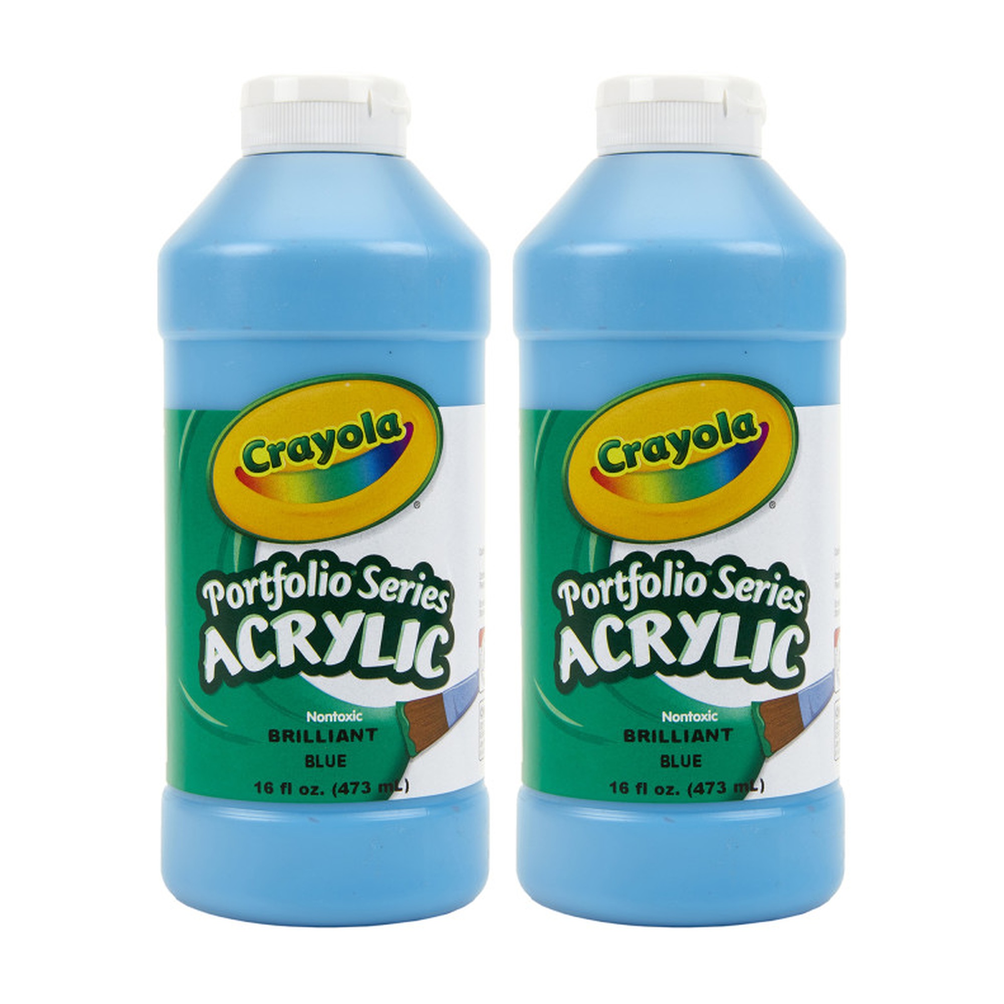 Portfolio Series Acrylic Paint, Brilliant Blue, 16 oz. Bottles, Pack of 2