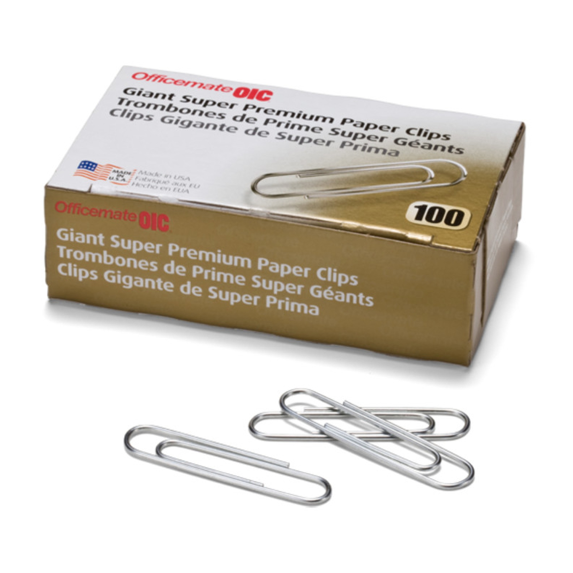 Giant Super Premium Paper Clips, 100/Box