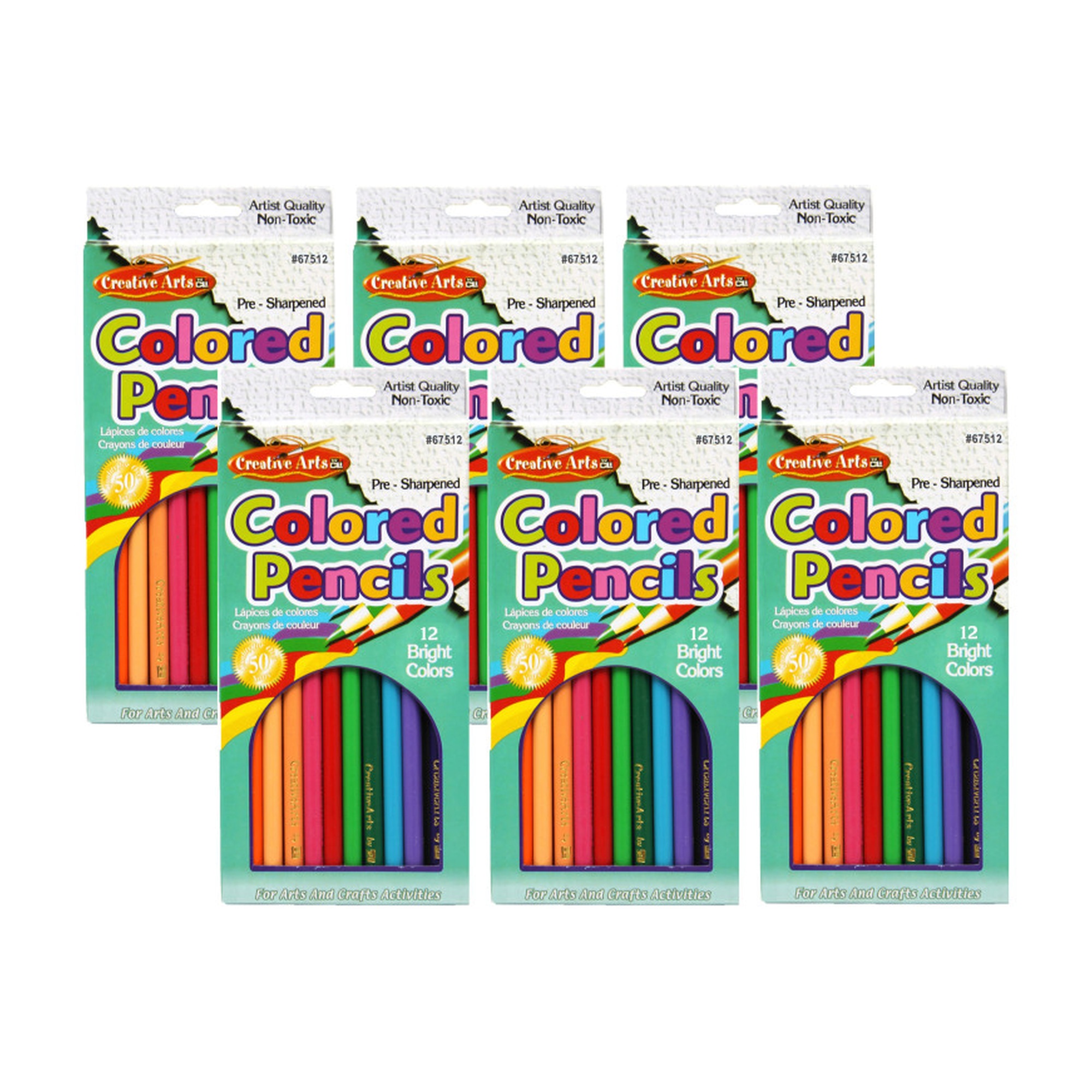 Pre-Sharpened Assorted Colored Pencils, 72 Count
