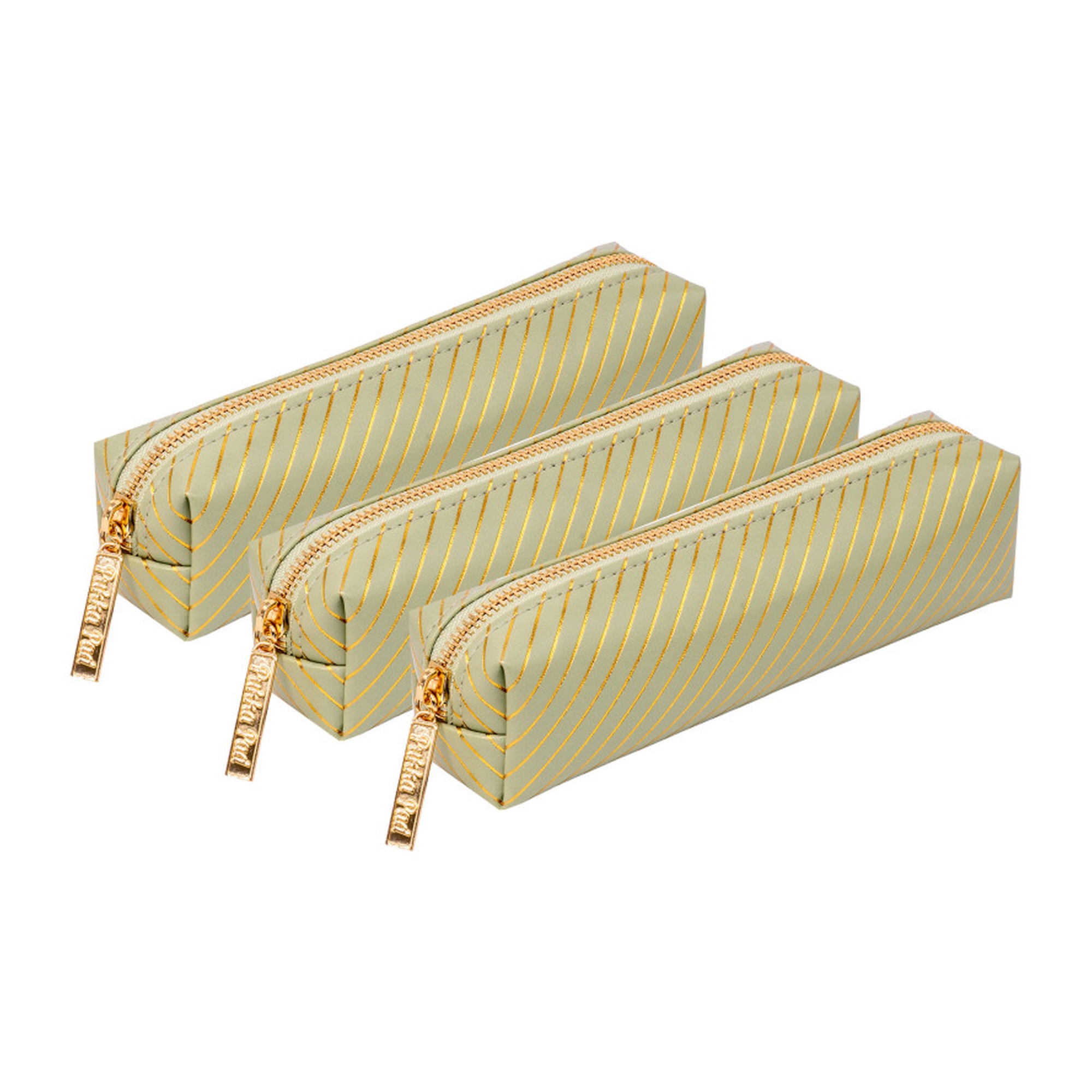 Green Faux Leather Pencil Cases, Pack of 3