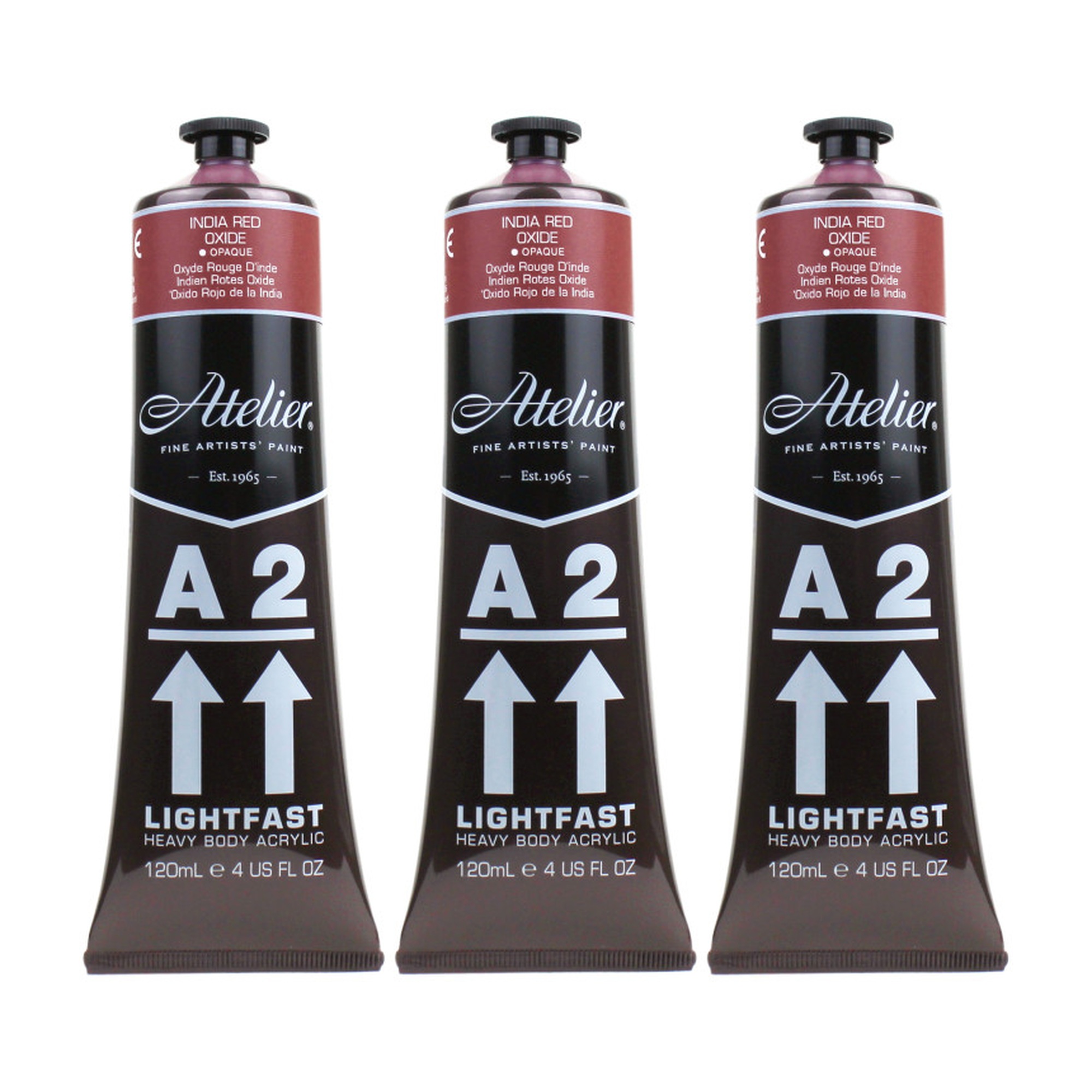 Heavy Body Lightfast Acrylic Paint, India Red Oxide, 4 oz., Pack of 3