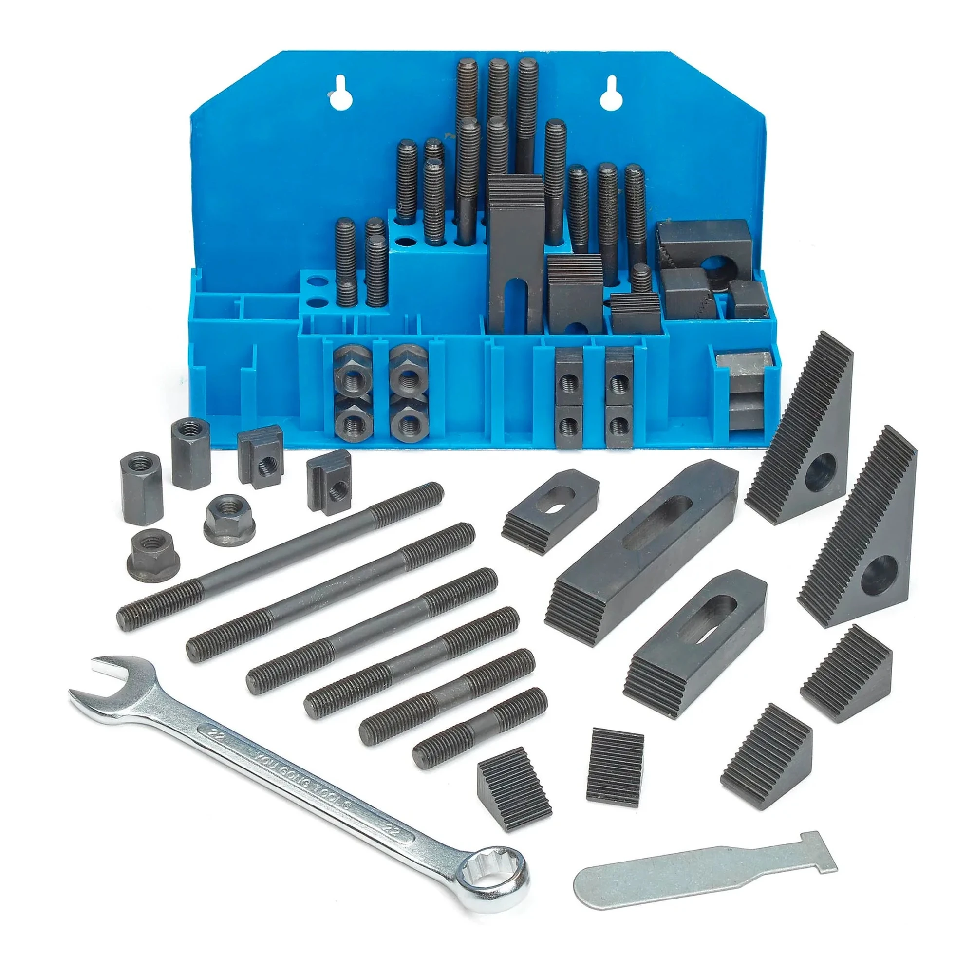 58-piece 5/8-inch steel clamping kit for Bridgeport-type milling machines