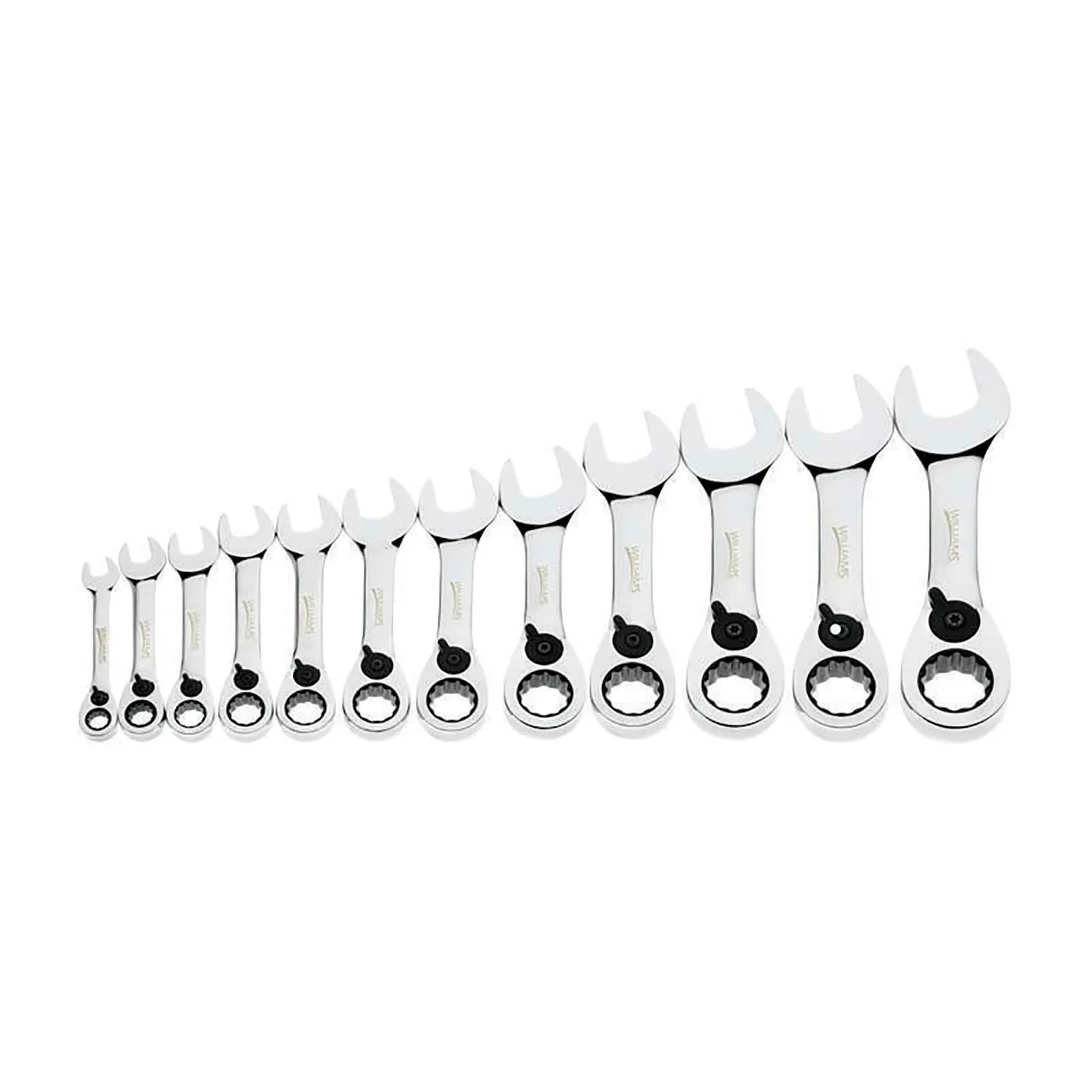 12-Piece Stubby Reversible Combination Ratcheting Wrench, Chrome