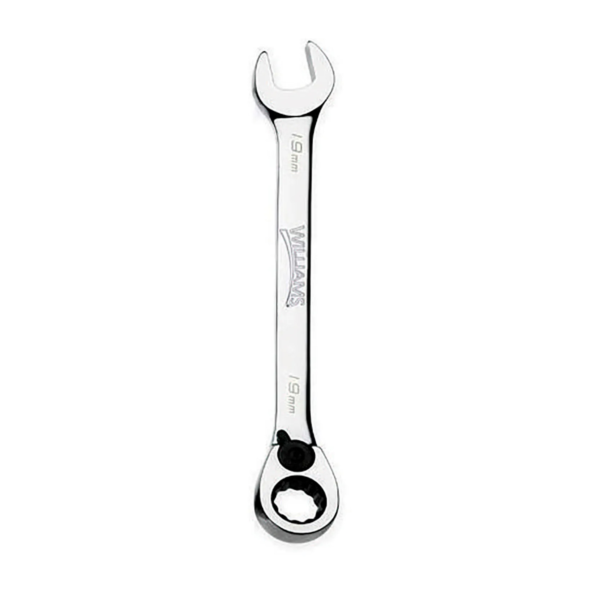 18 mm 12-Point Reversible Ratcheting Combination Wrench, Chrome Finish