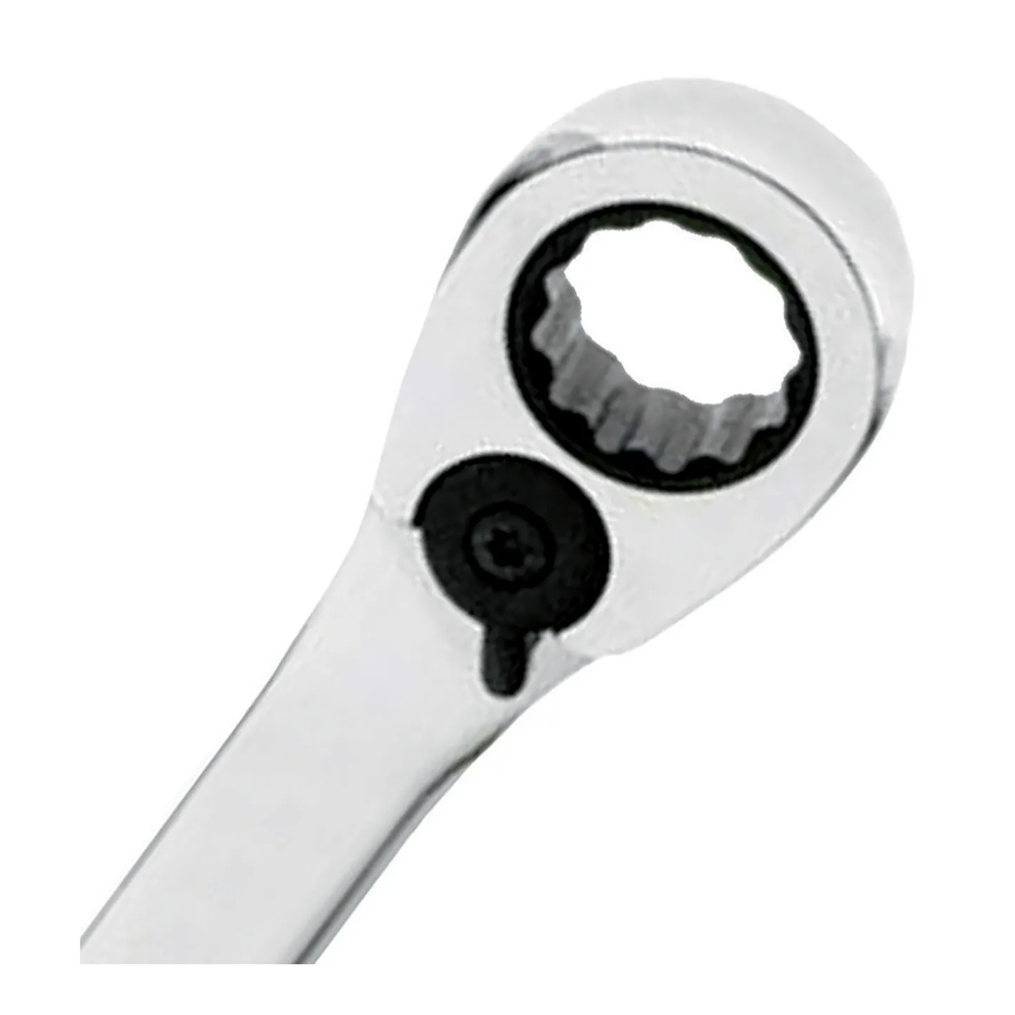 9/16-inch stubby 12-point combination ratcheting wrench with polished chrome finish