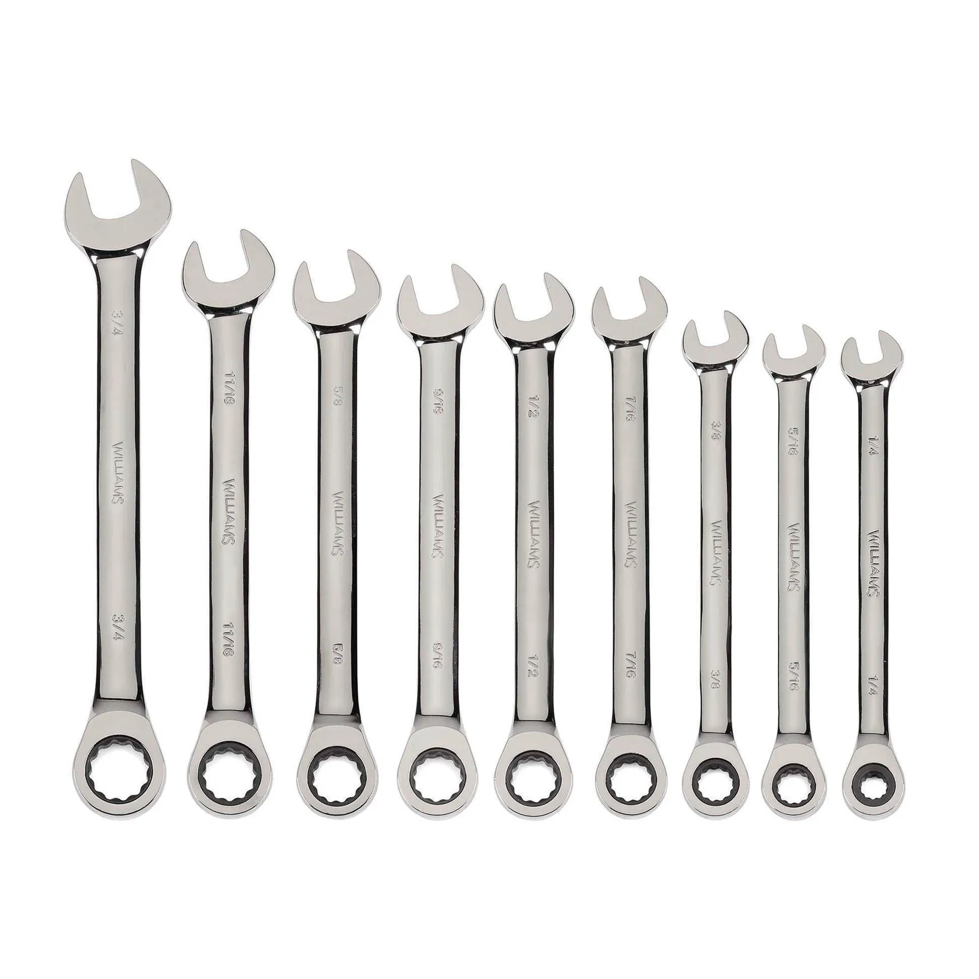 11/16 in. 12-Point Combination Ratcheting Wrench, Satin Chrome