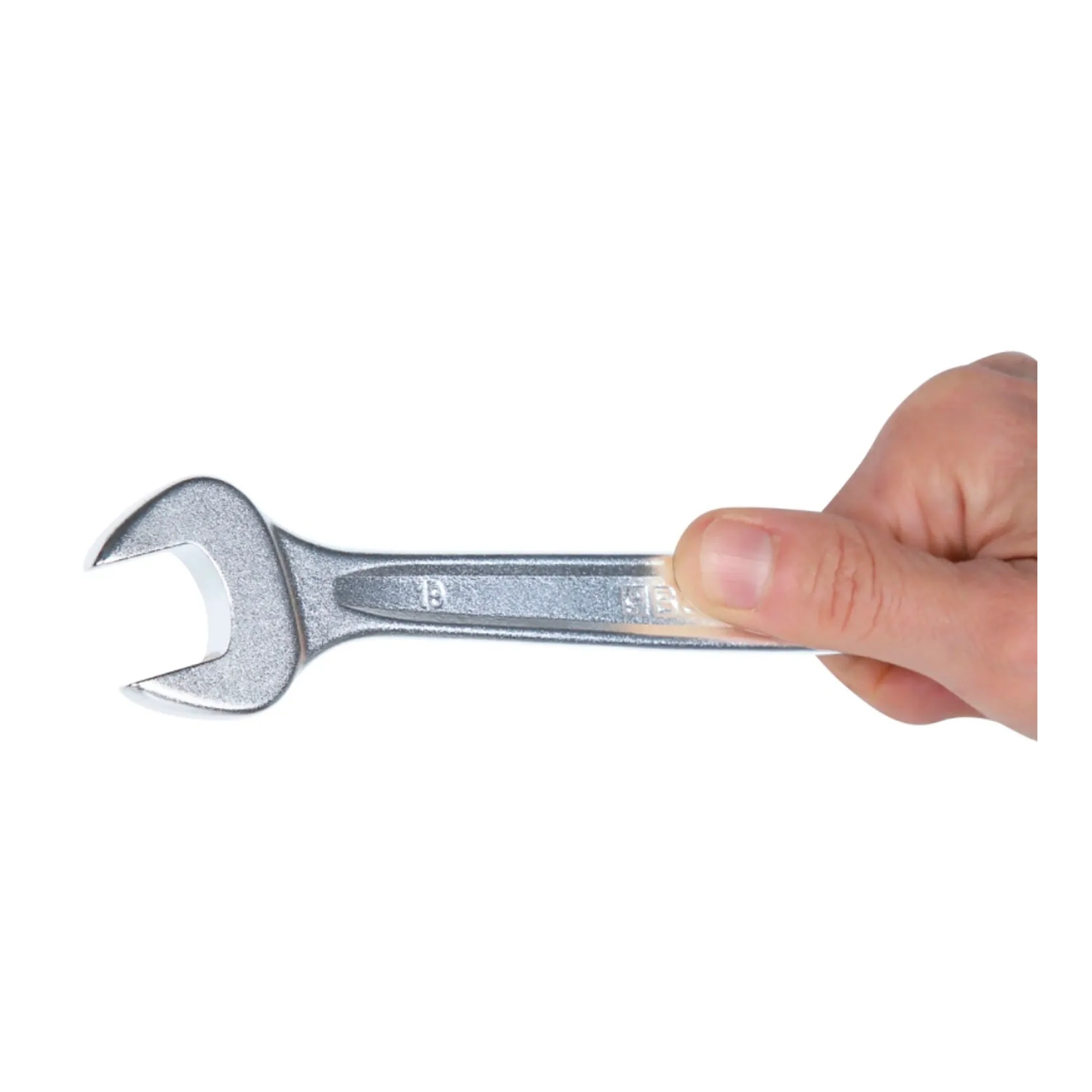 Silver 17 mm 12-point 15° offset combination wrench