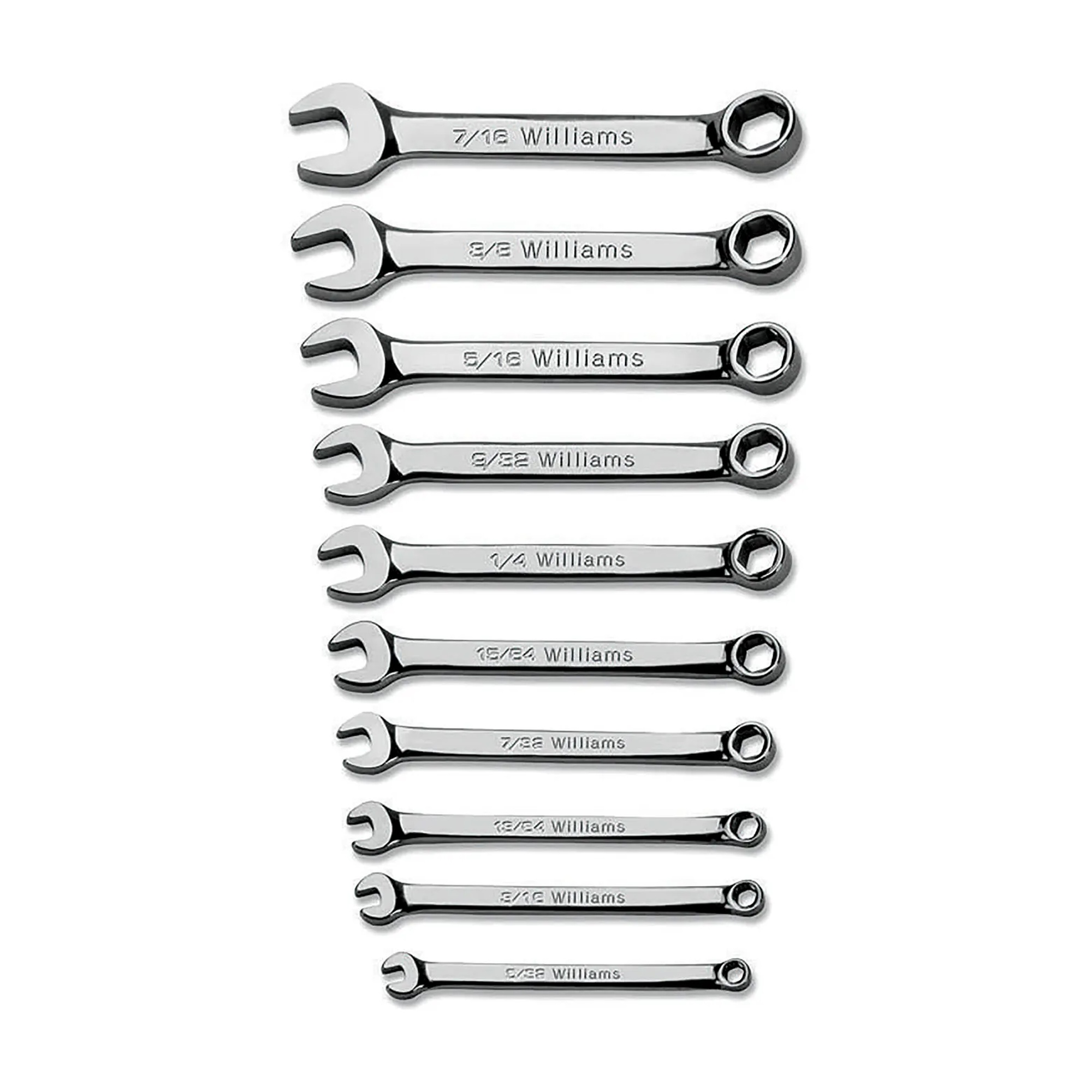 10-Piece Miniature Combination Wrench Set, 5/32 in. to 7/16 in., Chrome