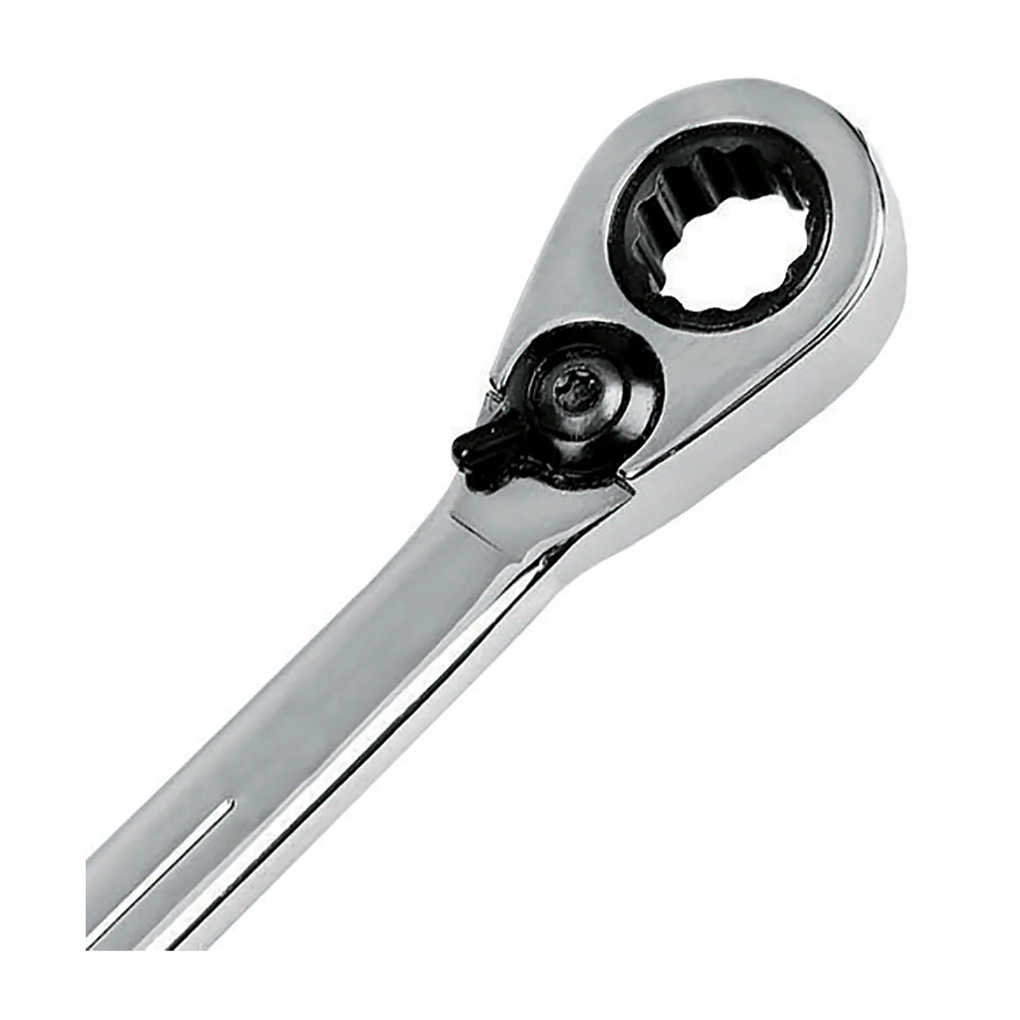 3/4-inch 12-point reversible combination ratcheting wrench with silver finish