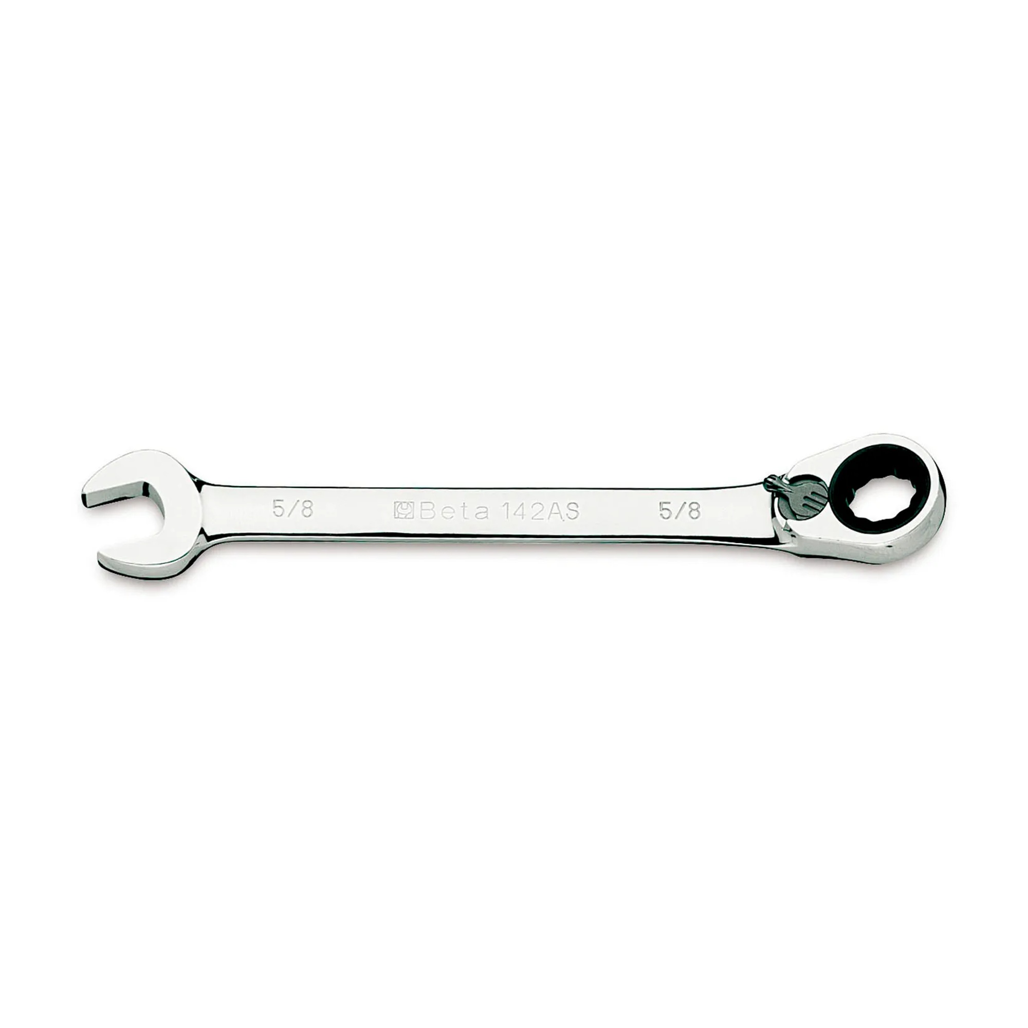 Silver SAE reversible ratcheting combination wrench set with eight 5/16 in. to 3/4 in. wrenches