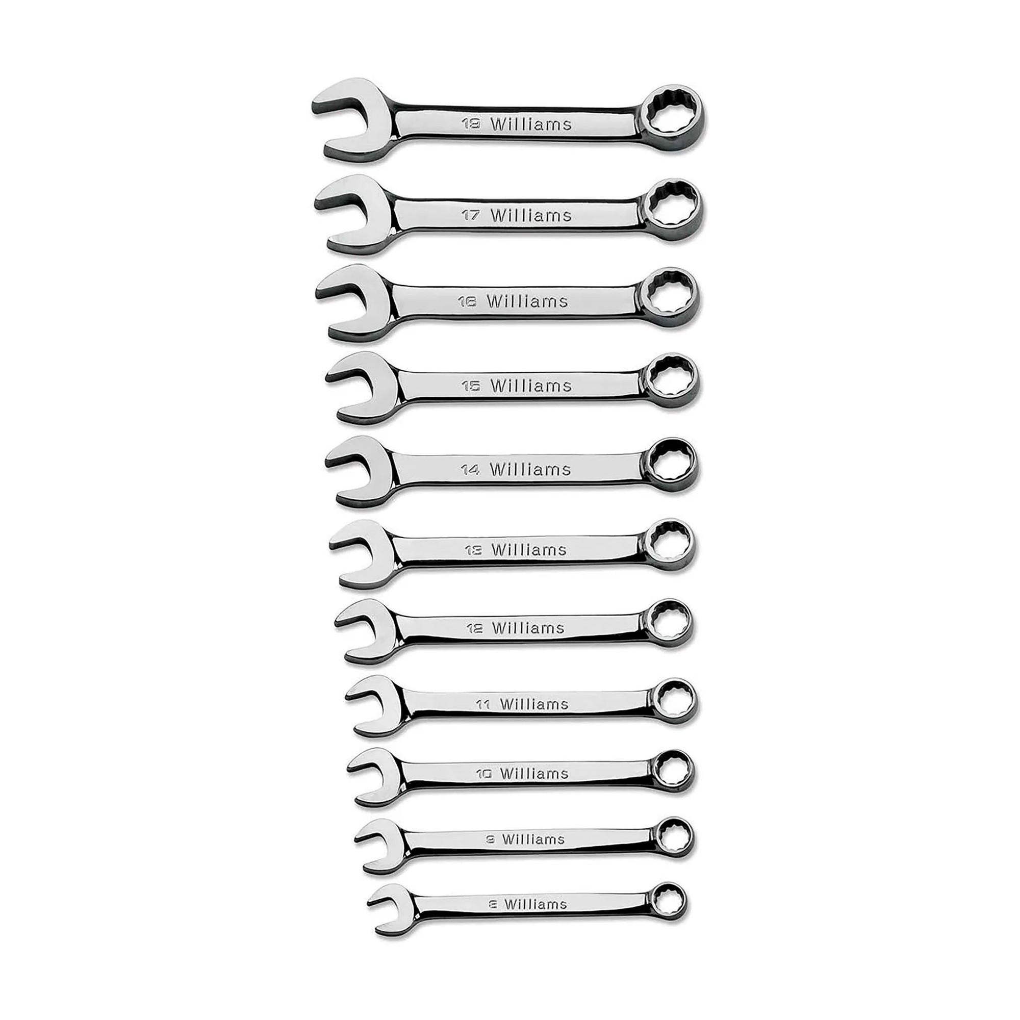 10-Piece Metric 12-Point Short Combination Wrench Set, Chrome