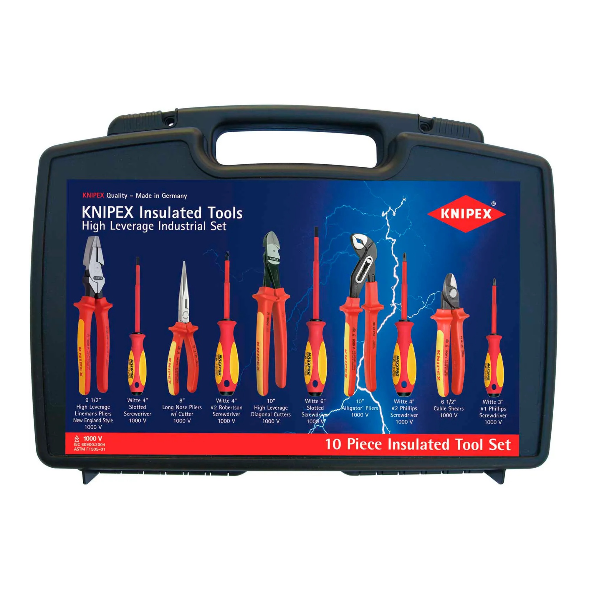 10-Piece 1000V Insulated Pliers and Screwdriver Tool Set with Hard Case - Type: Insulated Pliers and Screwdrivers Set