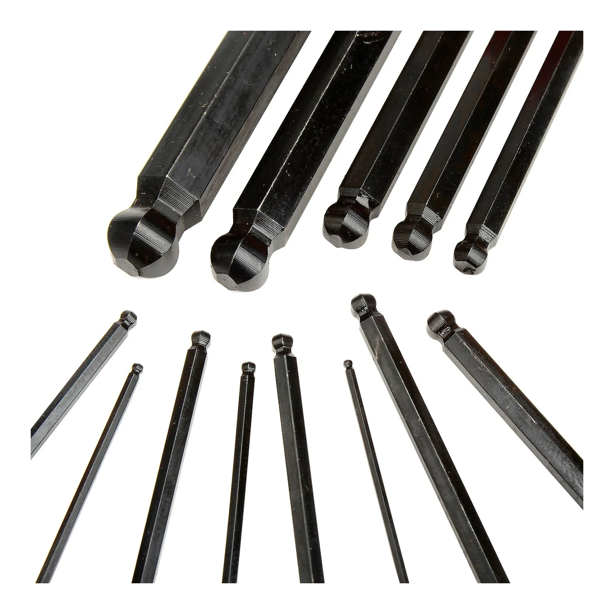 Ball-end metric and SAE hex key set with color-coded holders