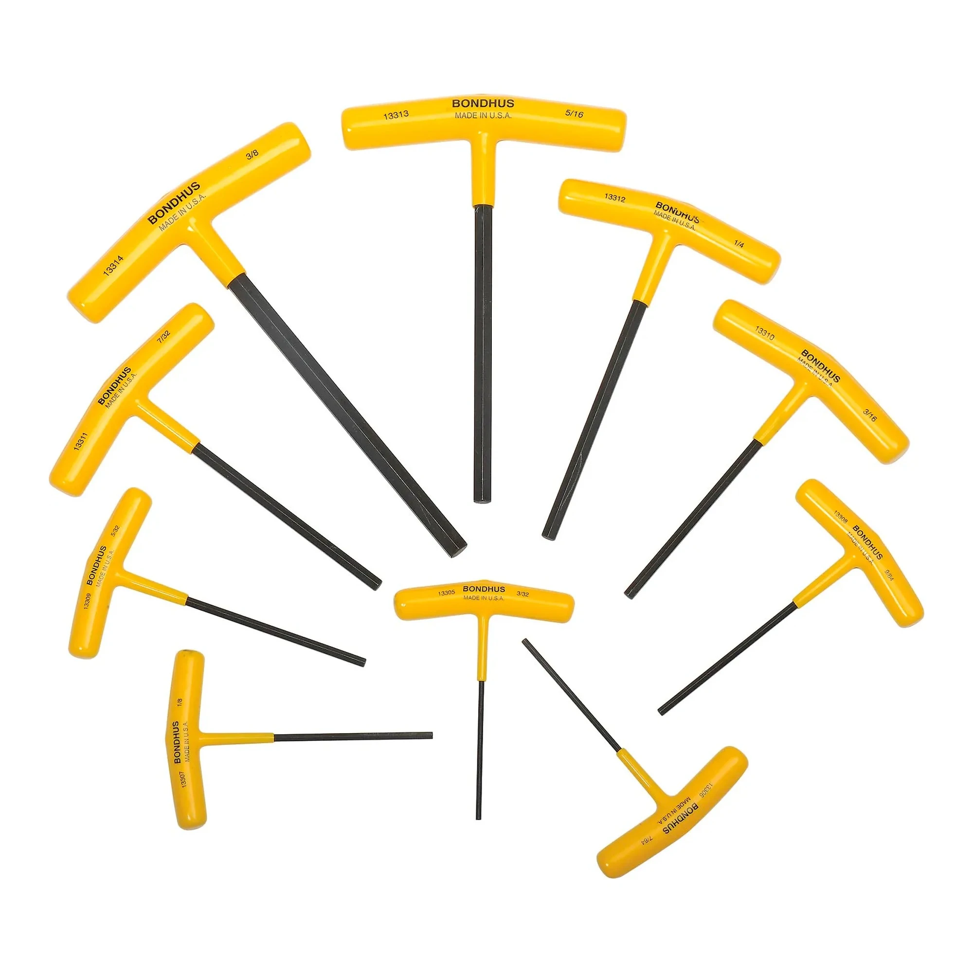 Graduated-length hex T-handle set with stand, 10 pieces