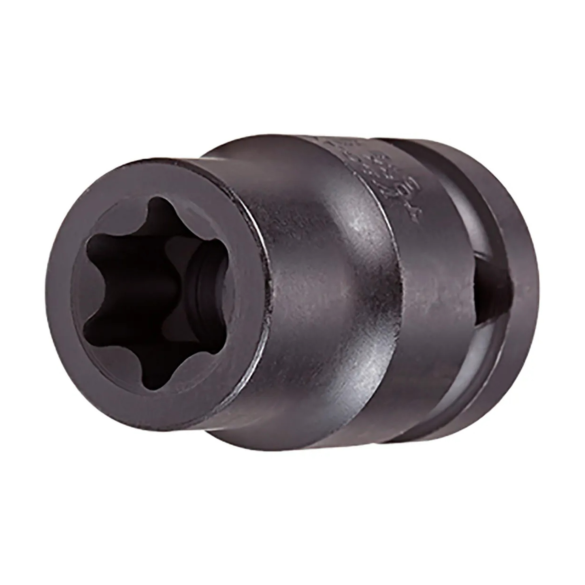 Black 1/2-inch square drive E12 TORX standard-length impact socket