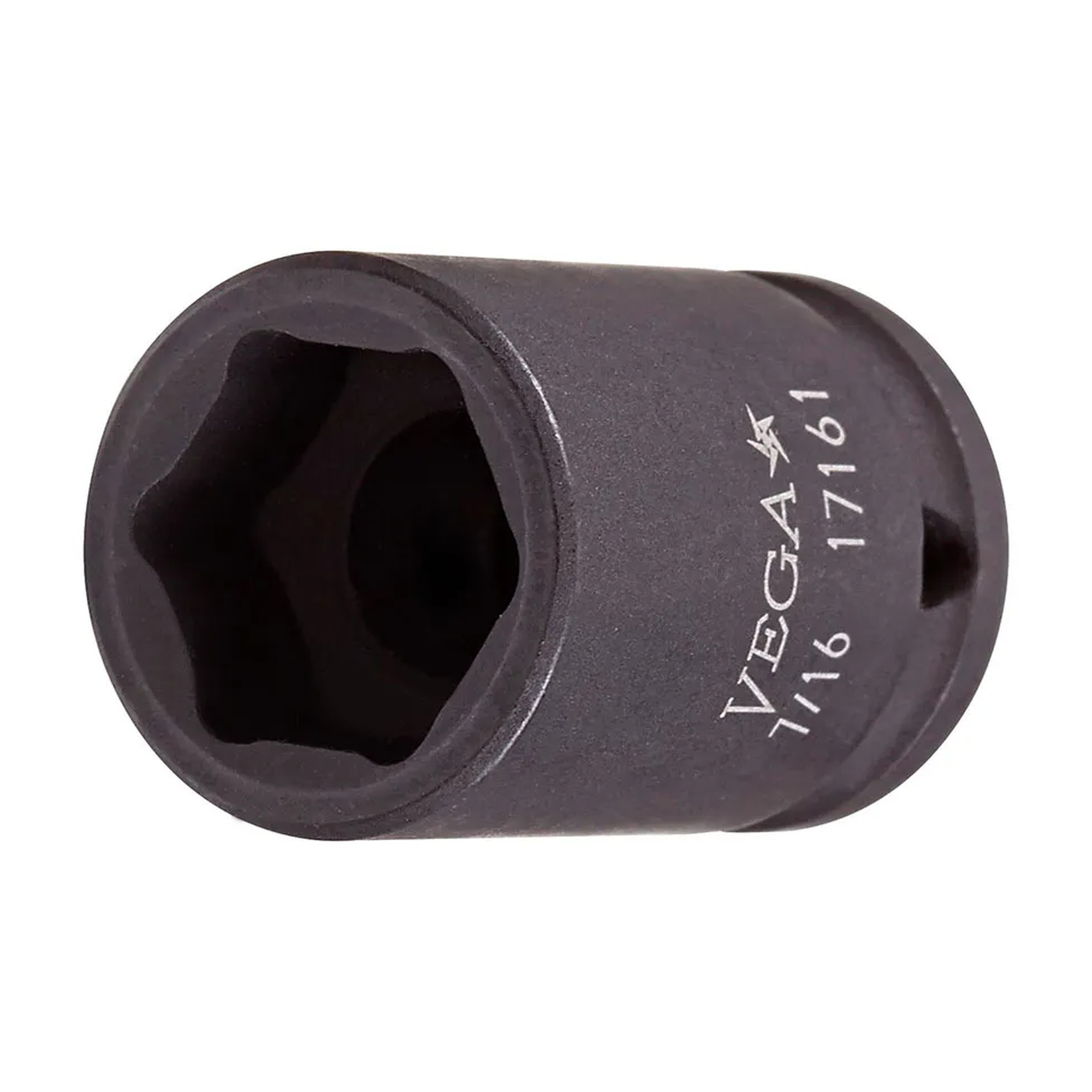 Black 1/4-inch square drive 11 mm 6-point standard impact socket
