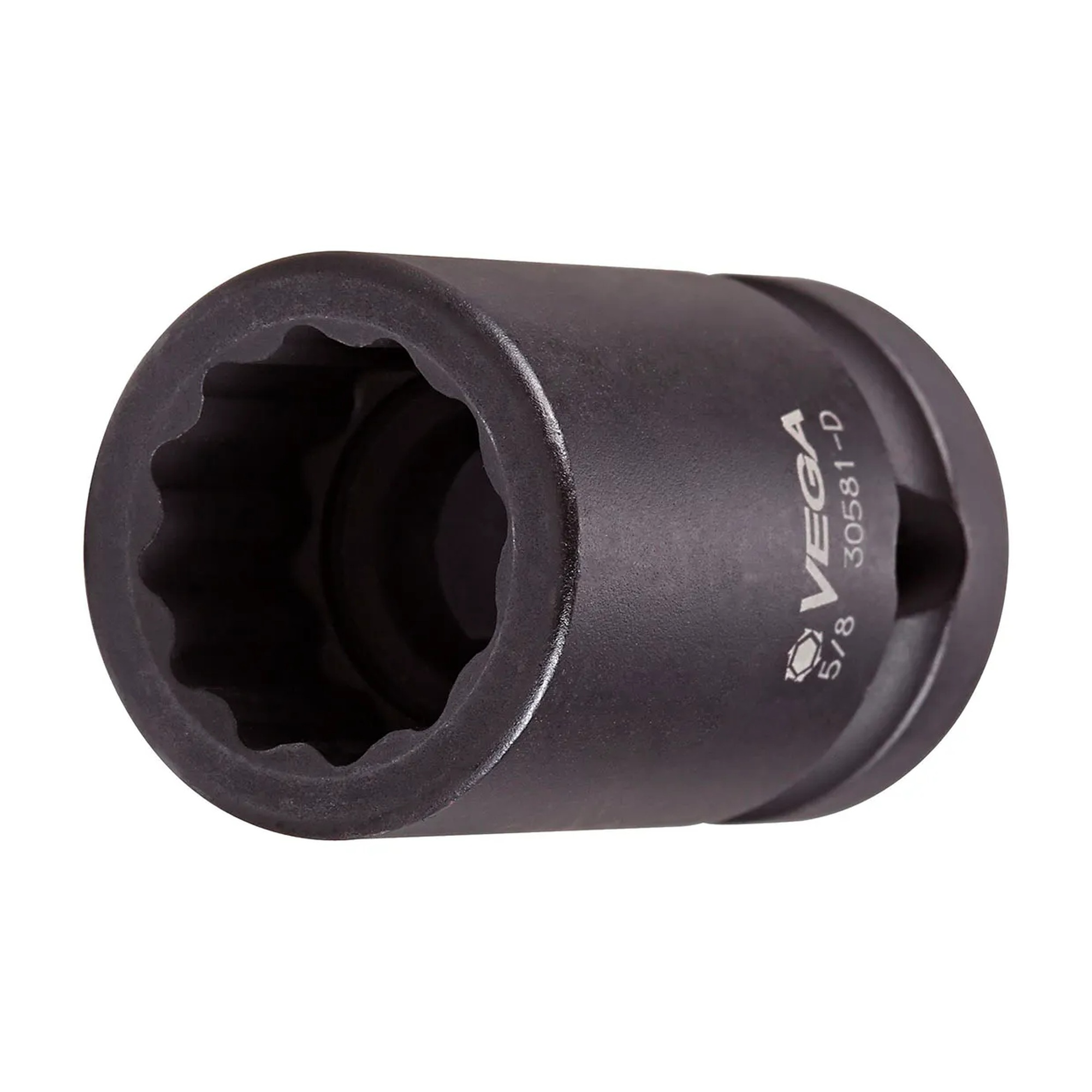 Black 1/2-inch square drive 12 mm 12-point standard-length impact socket