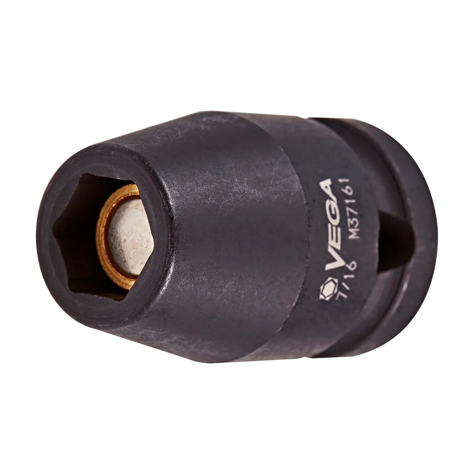Black 1/2-inch drive 12 mm 6-point magnetic impact socket