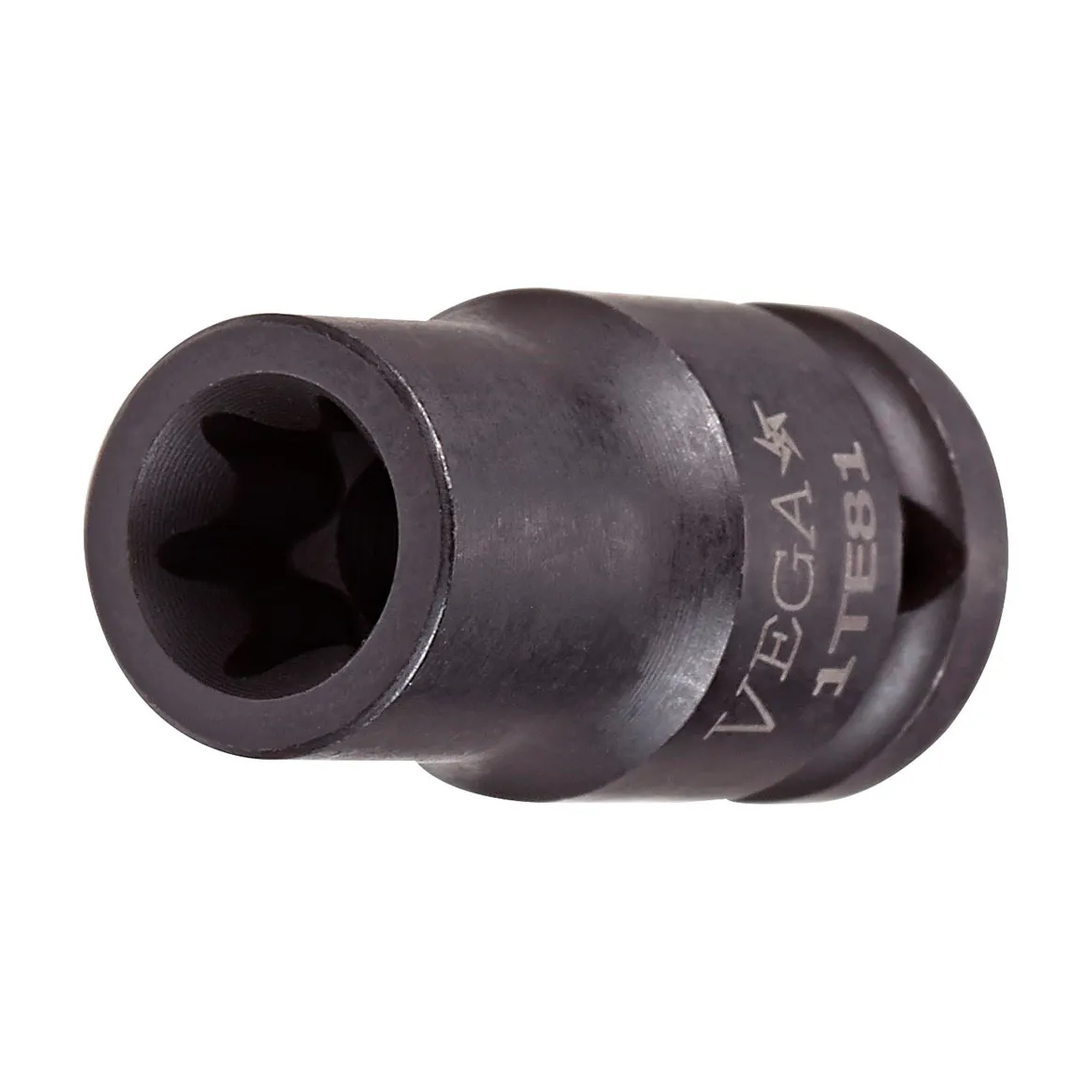 Black 1/4-inch square drive TORX E-7 standard-length impact socket