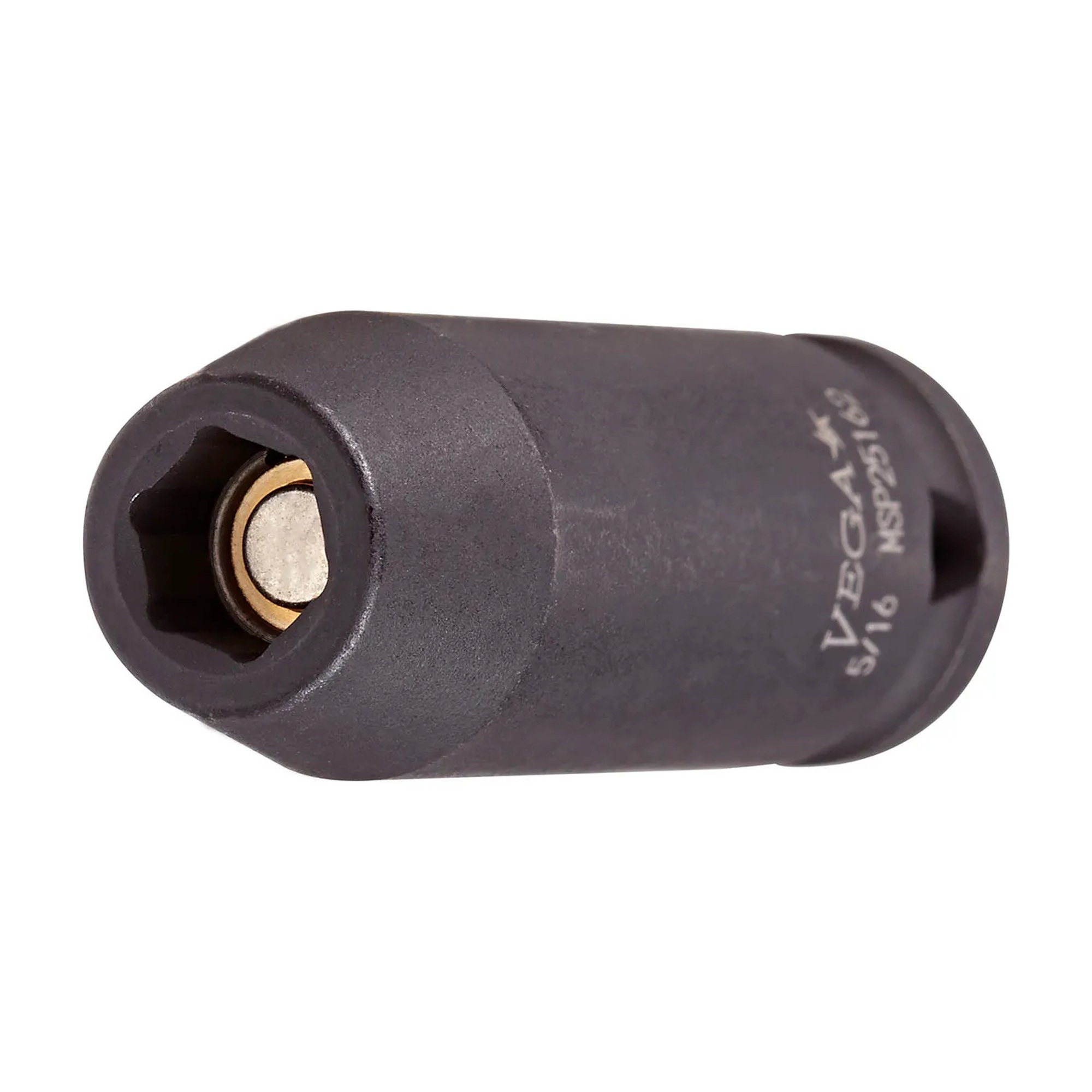 Black 3/8 in. drive 3/8 in. six-point spring-loaded magnetic long impact socket
