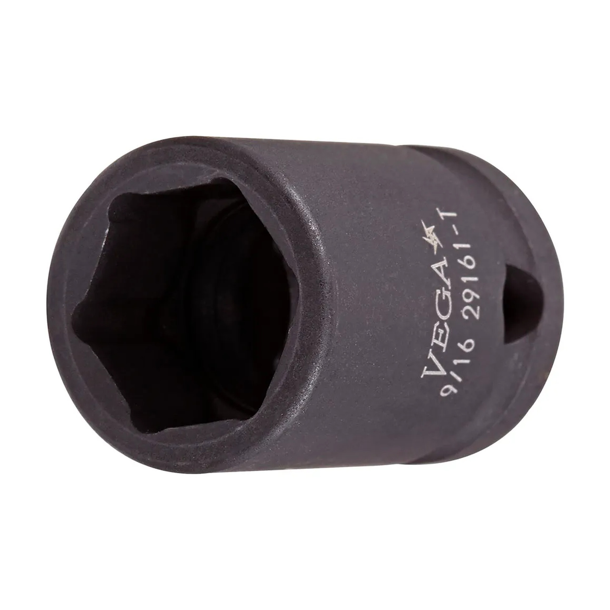Black 3/8-inch drive 16 mm 6-point thin-wall impact socket