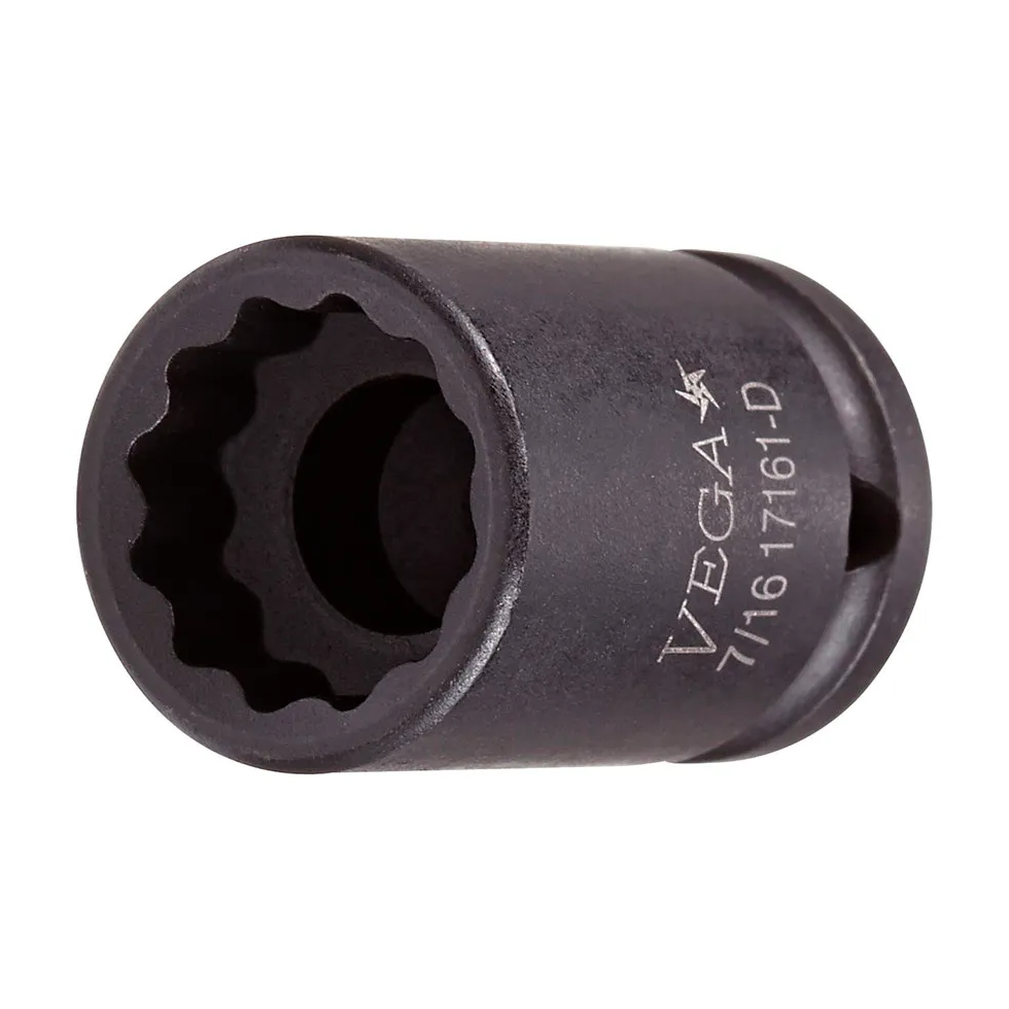 Black 1/4-inch drive 5/16-inch 12-point standard impact socket