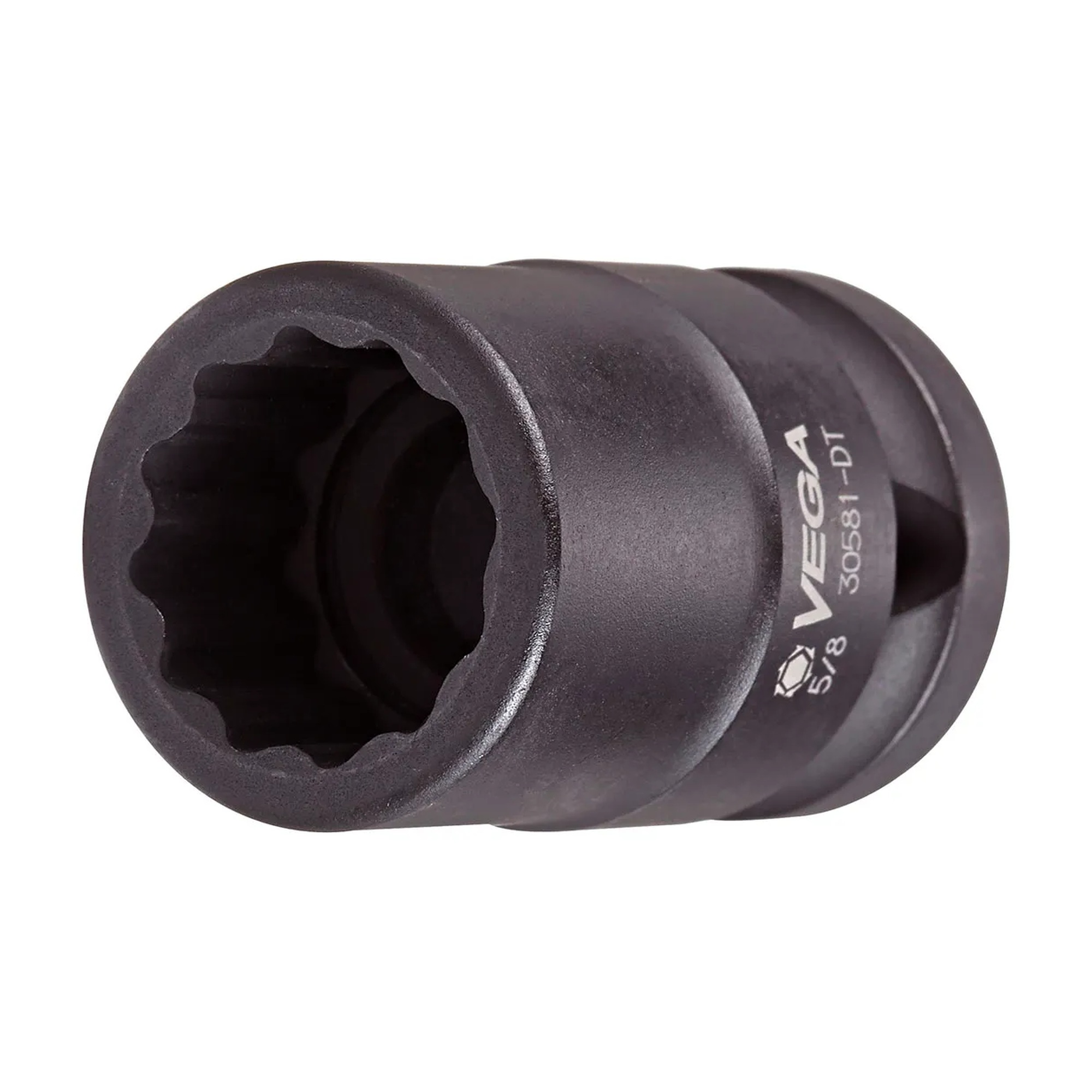 Black 1/2-inch drive 11/16-inch 12-point standard impact socket