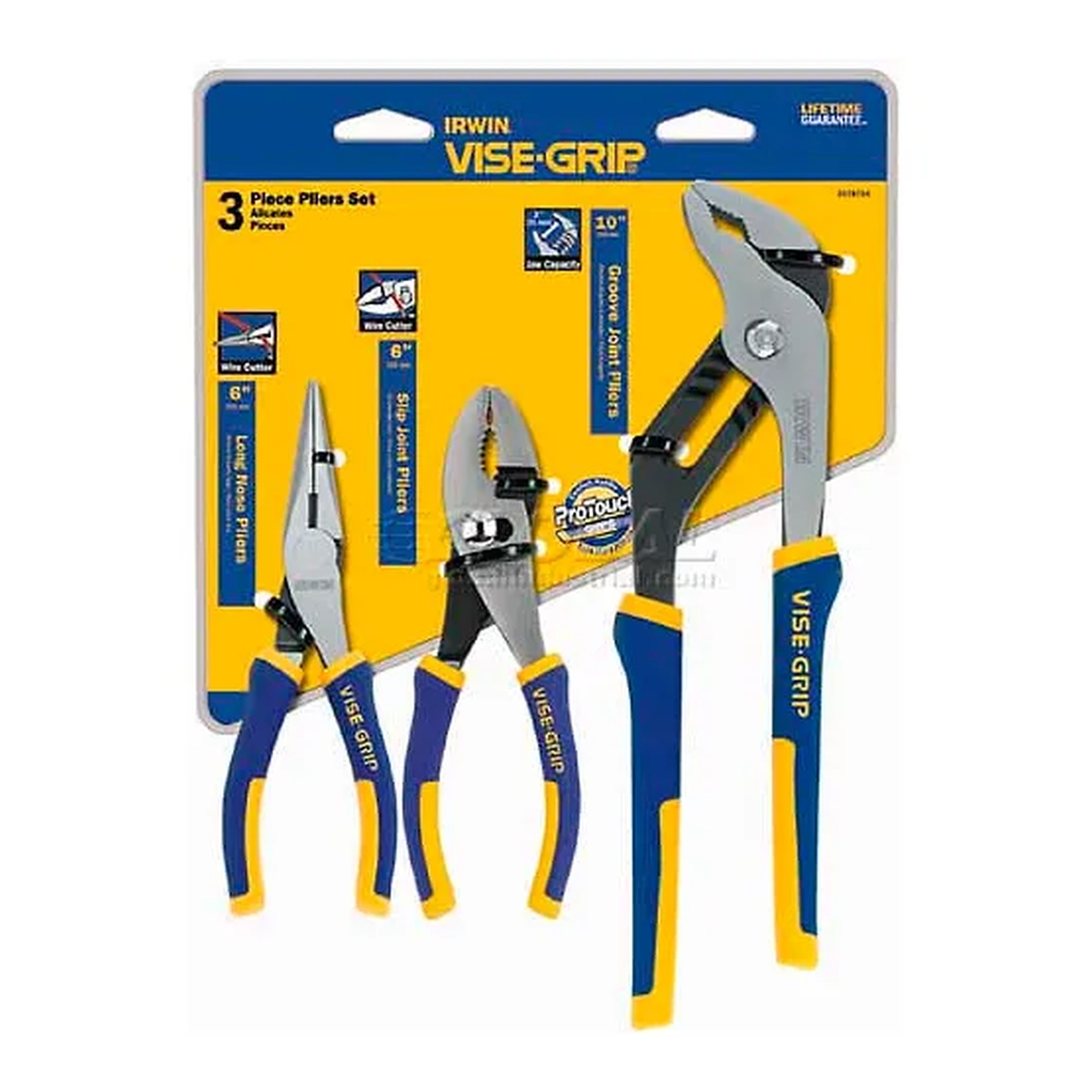 Traditional Plier Set with Long Nose, Slip Joint and Groove Joint Pliers