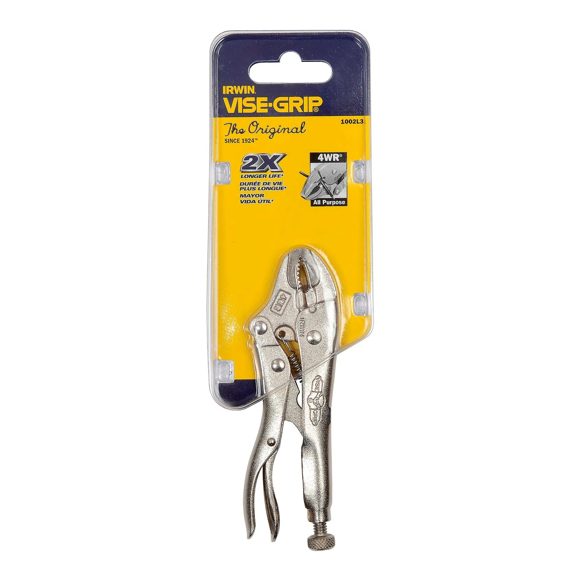 4-Inch Curved Jaw Locking Pliers with Wire Cutter