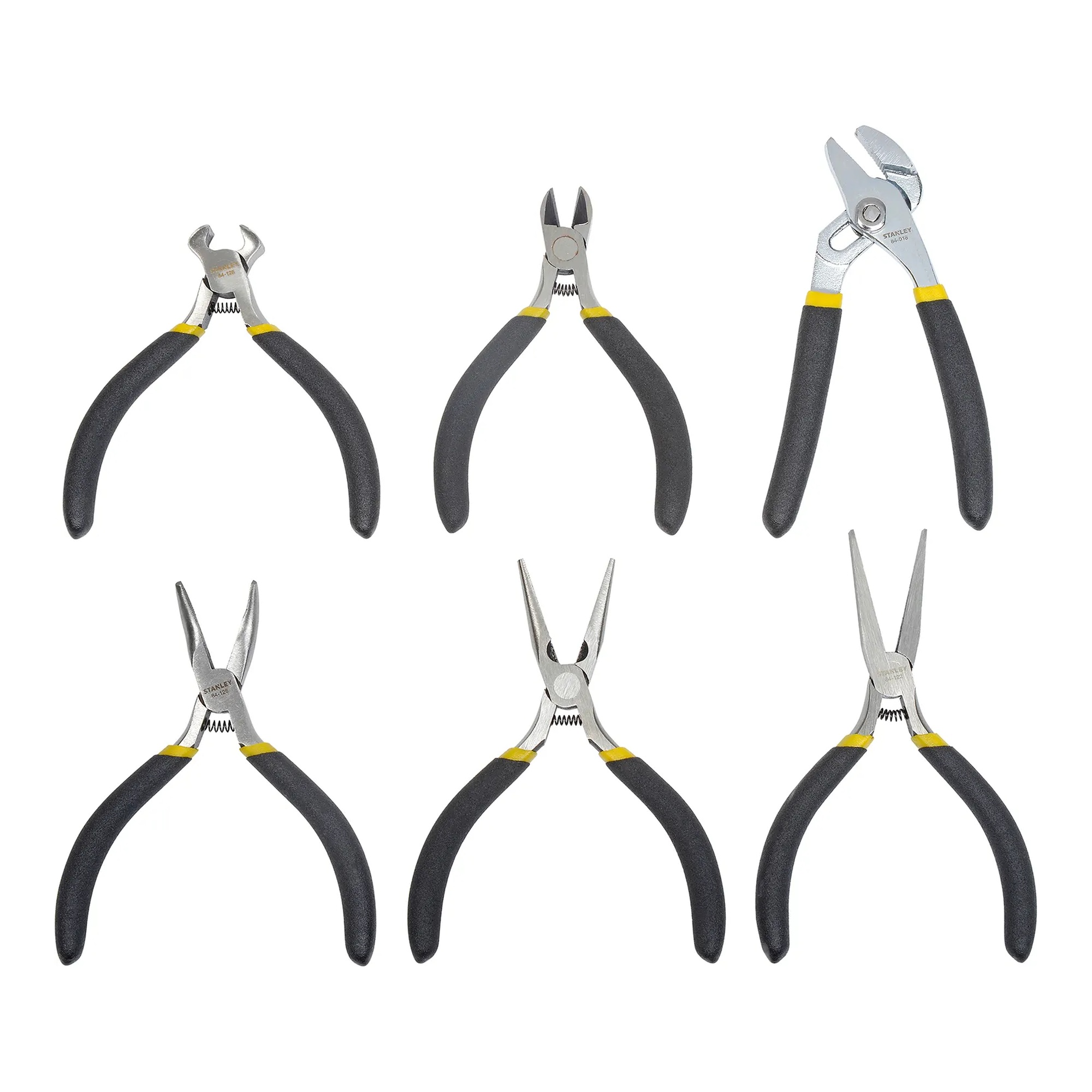 Six-piece miniature plier set with dipped handles