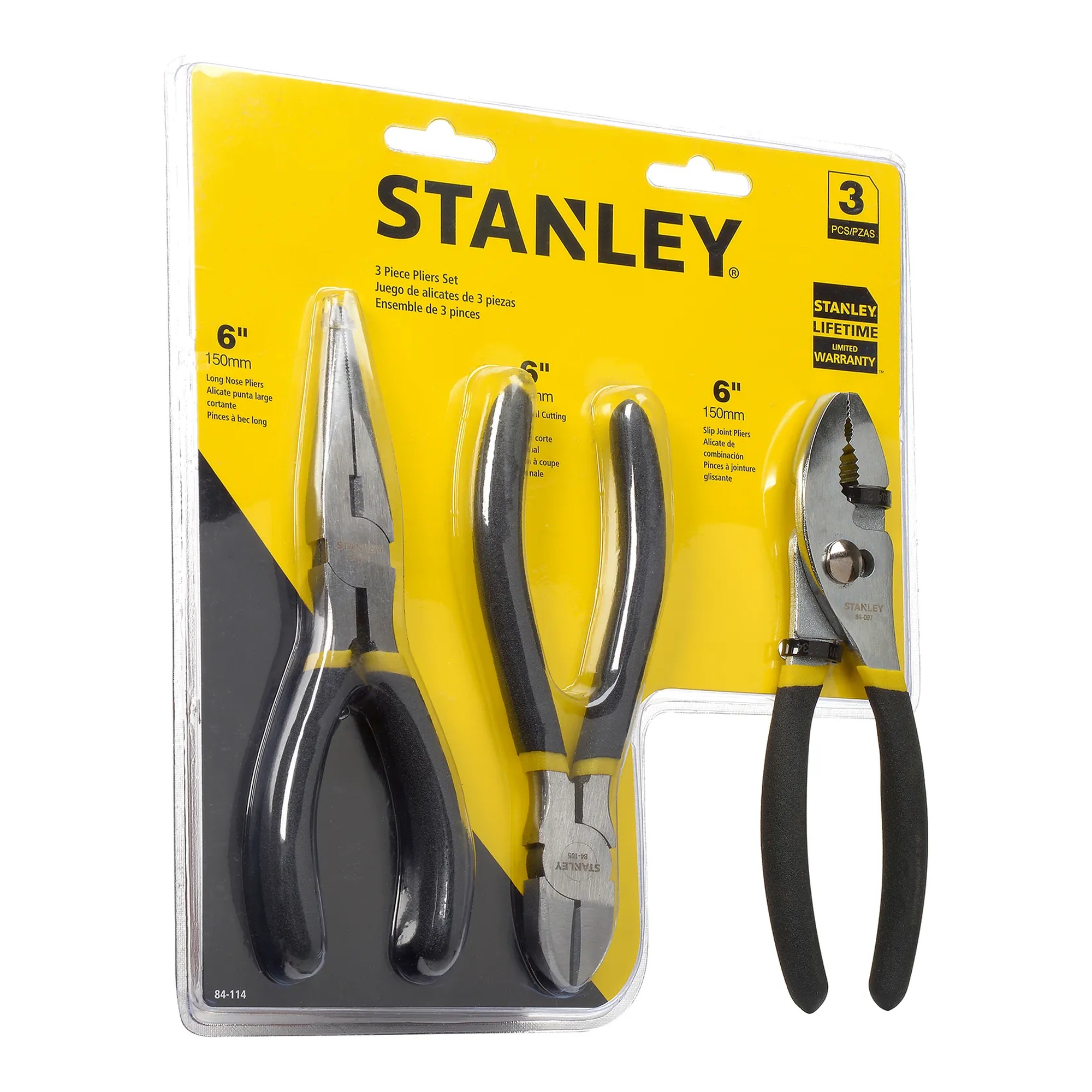 Basic Pliers Set with Long Nose, Slip Joint and Diagonal Pliers