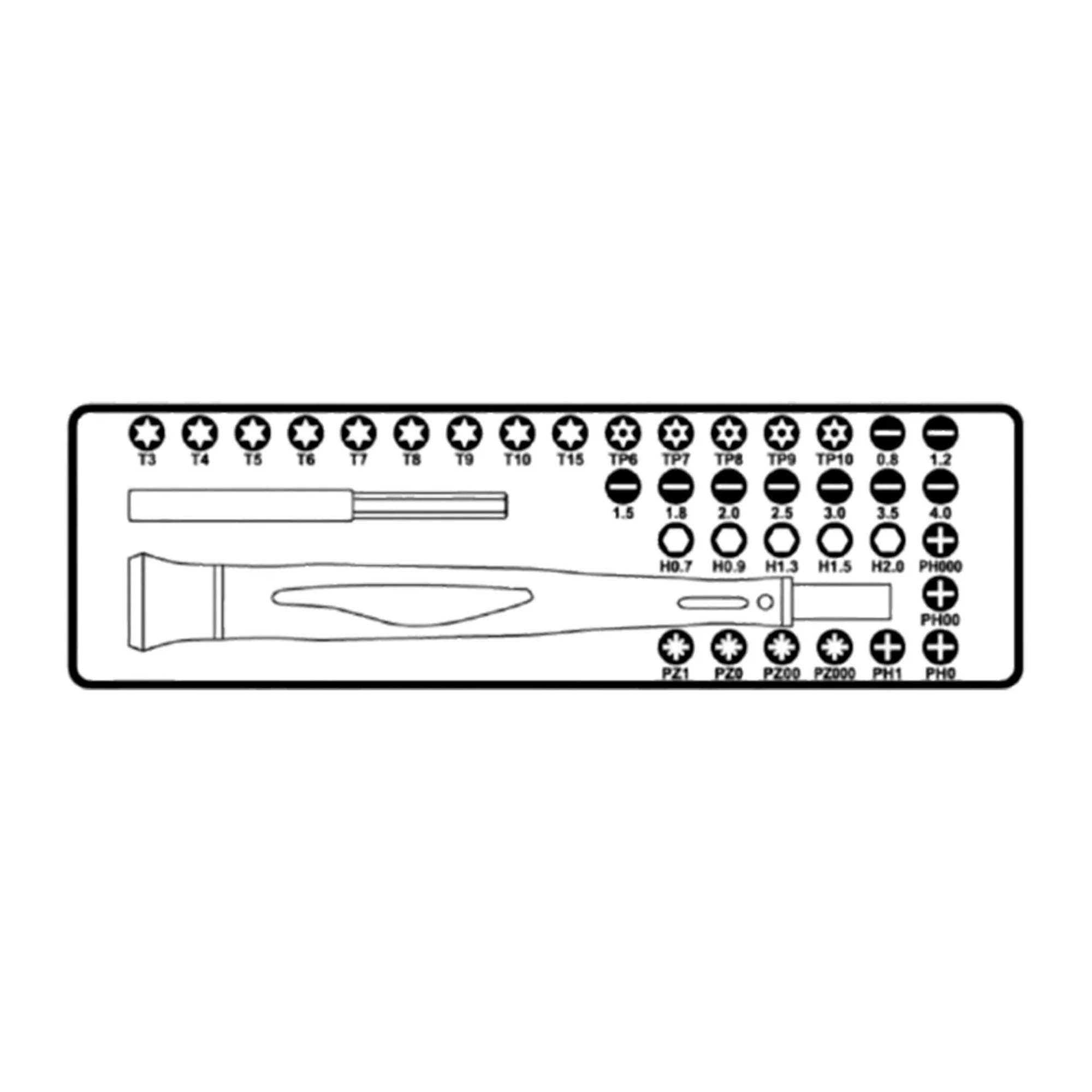 Micro screwdriver set with 4 mm bits, drive handle, magnetic extension, and aluminum case