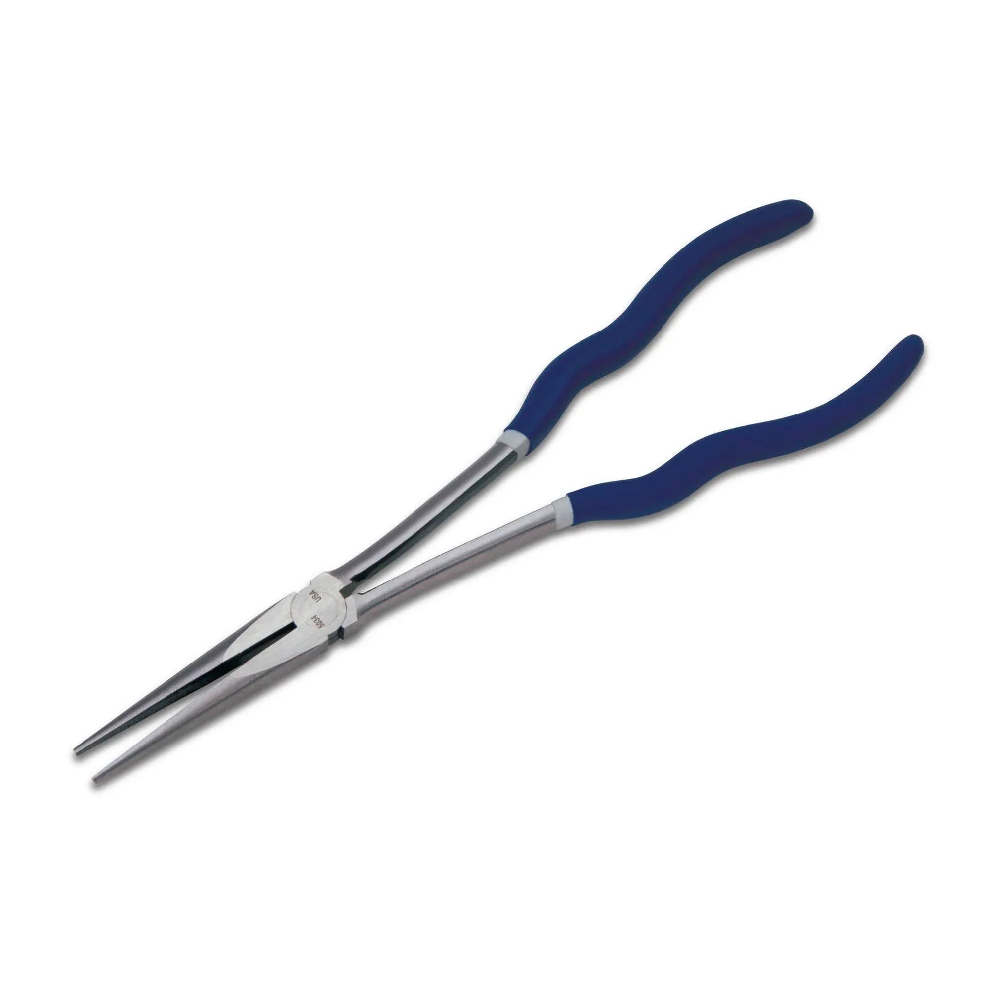 Bent Needle Nose Pliers with Plastic-Dipped Handles, Blue